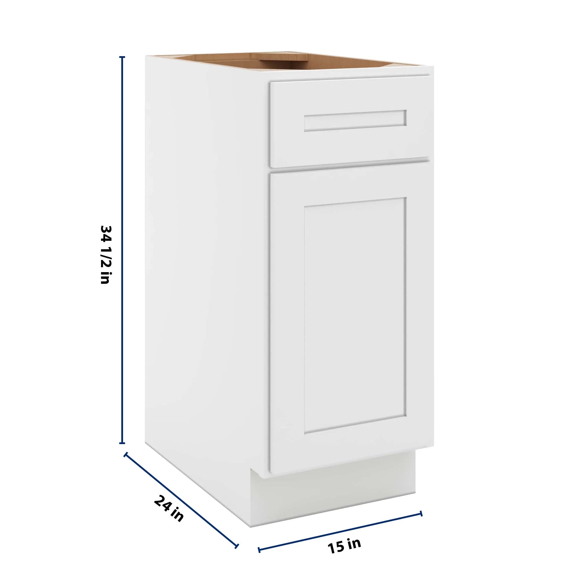 cnc luxor 5 piece white 15 w single door base cabinet w 2 pullout shelf