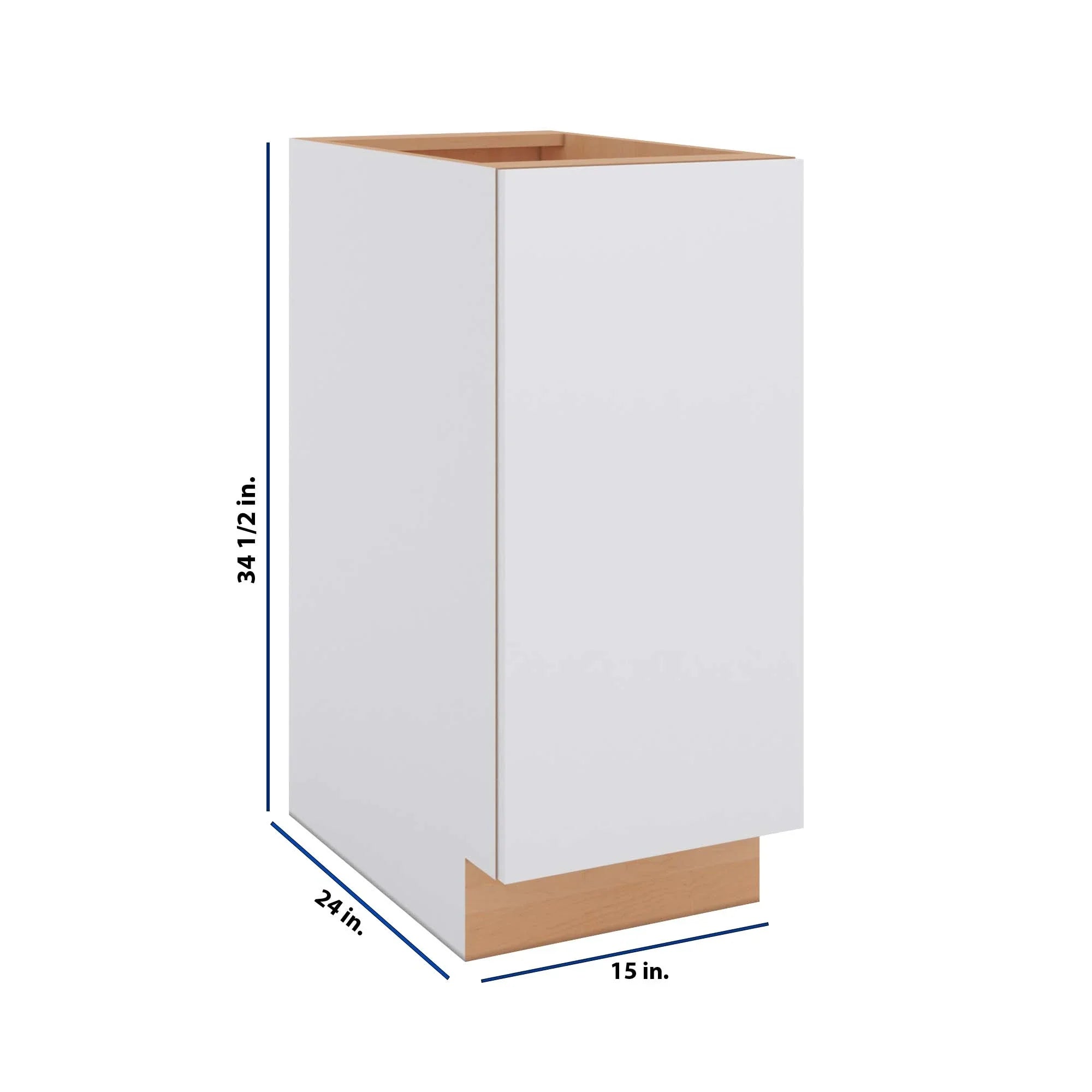 Modernform Cabinet Matte White 15" W X 34 1/2" H X 24" D Full Height Single Door Base Cabinet