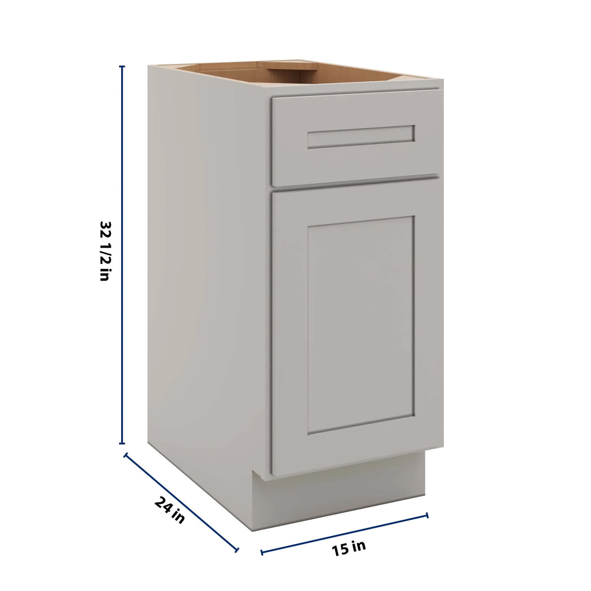 CNC Luxor 5-Piece Misty Grey 15" W X 32 1/2" H Single Door Base Cabinet
