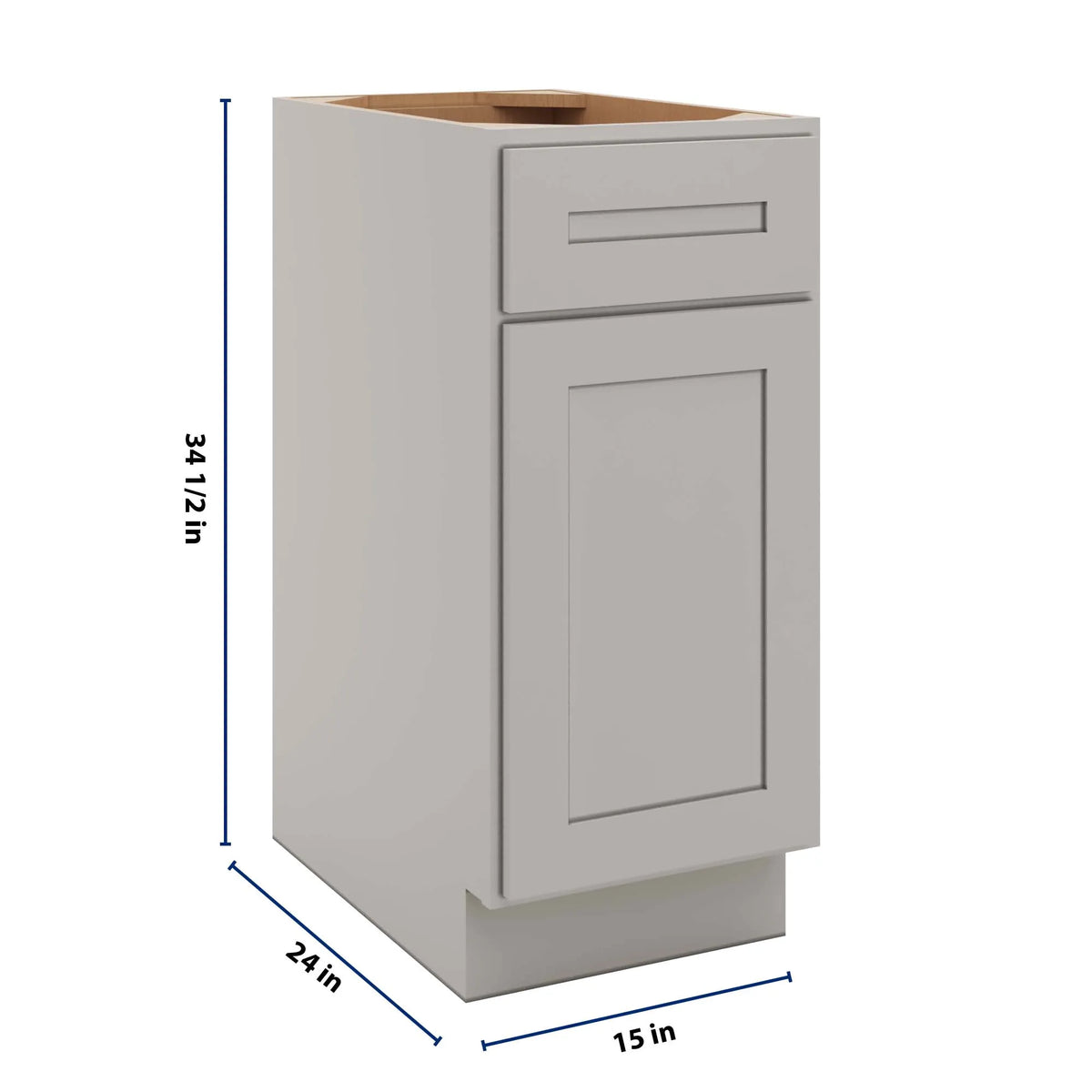 CNC Luxor 5-Piece Misty Grey 15" W Single Door Base Cabinet