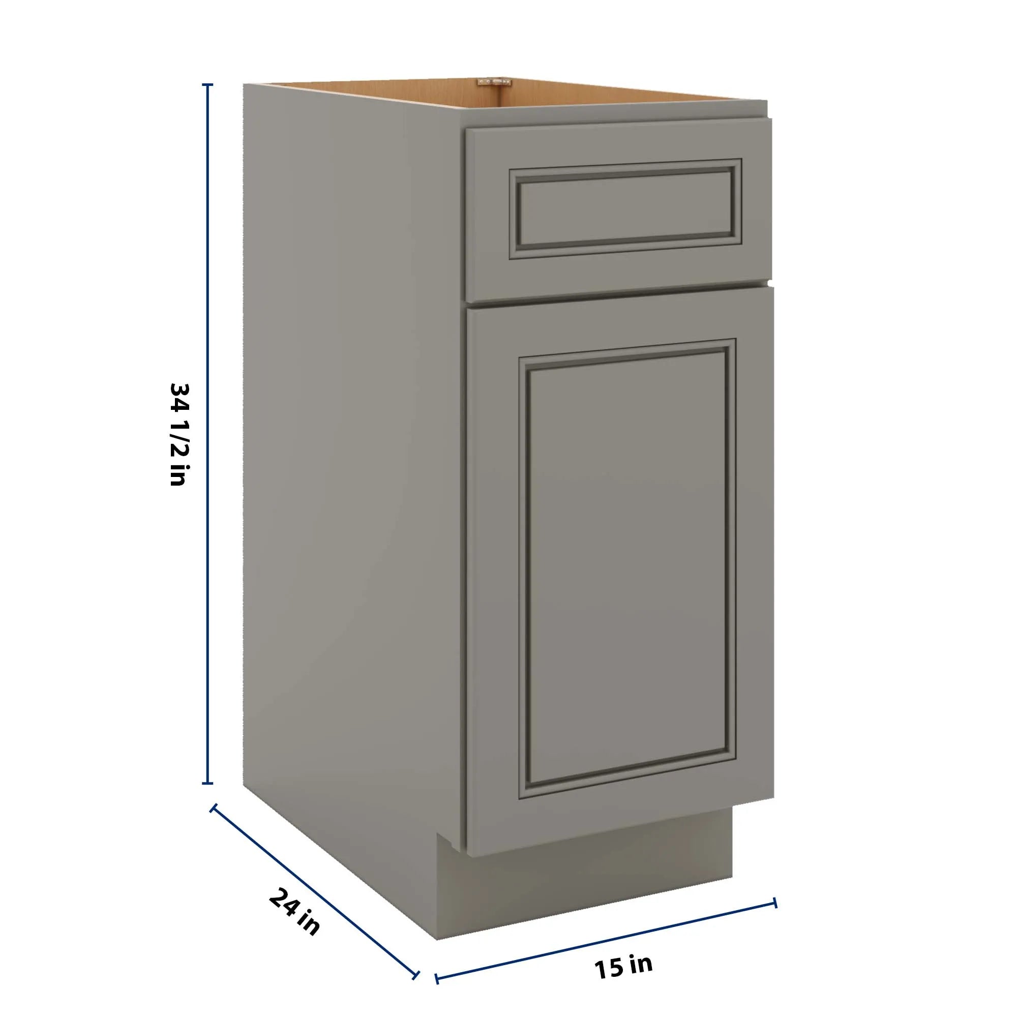 J&K Greige K3 Single Door Standard Base Cabinet - 15" W
