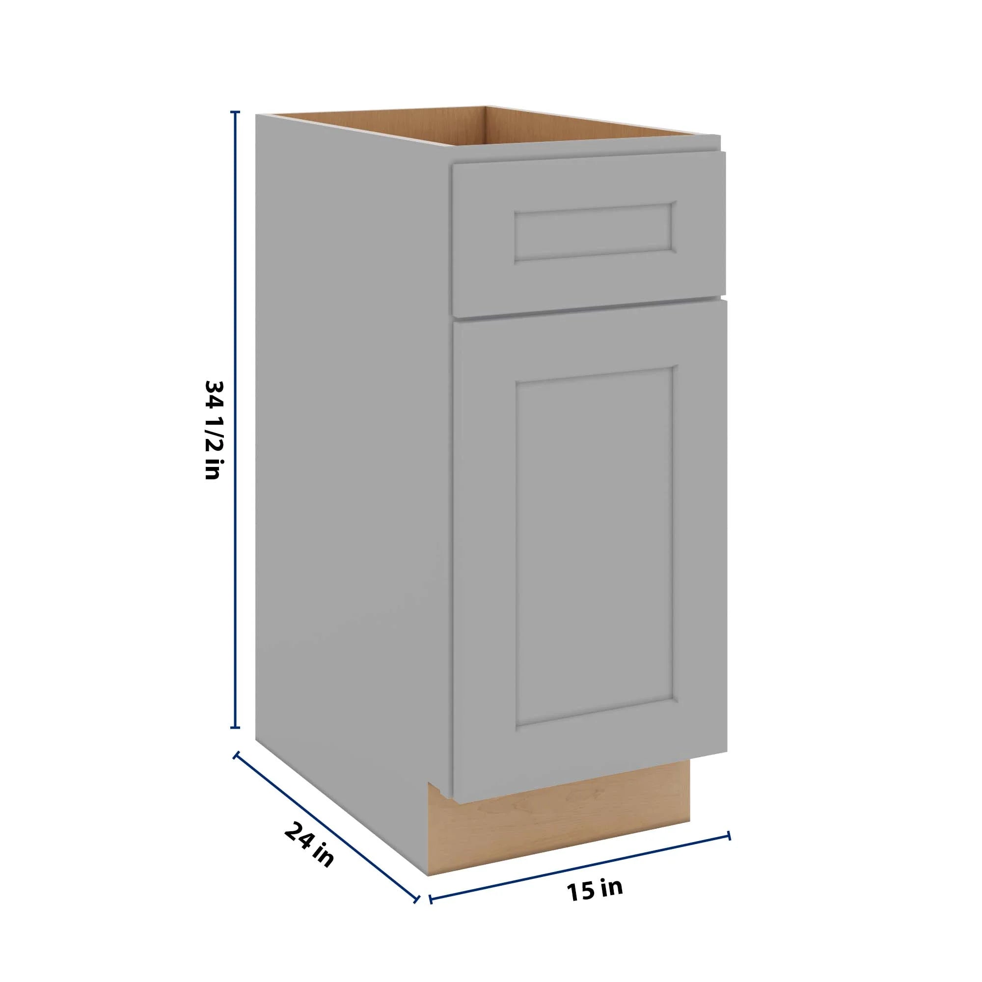 J&K Castle Grey S5 Single Door Standard Base Cabinet - 15" W