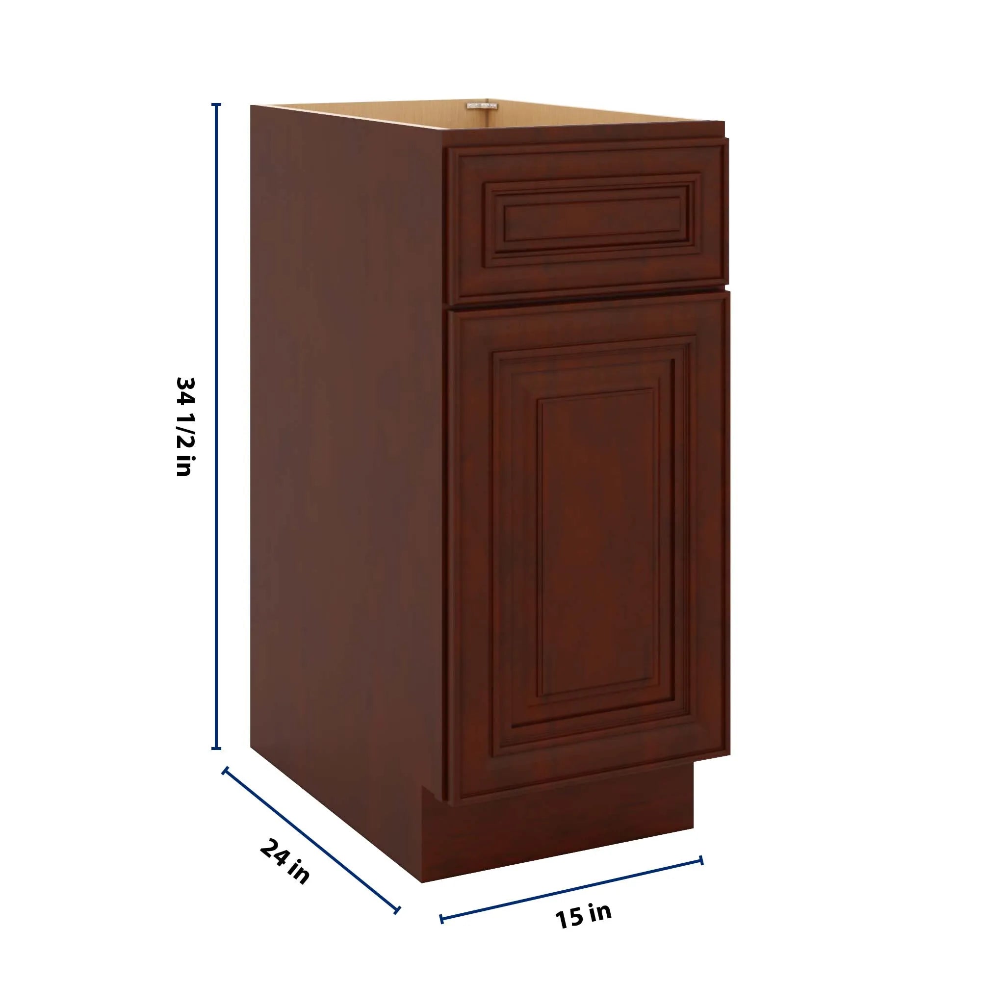 J&K Mahogany J5 Single Door Standard Base Cabinet - 15" W