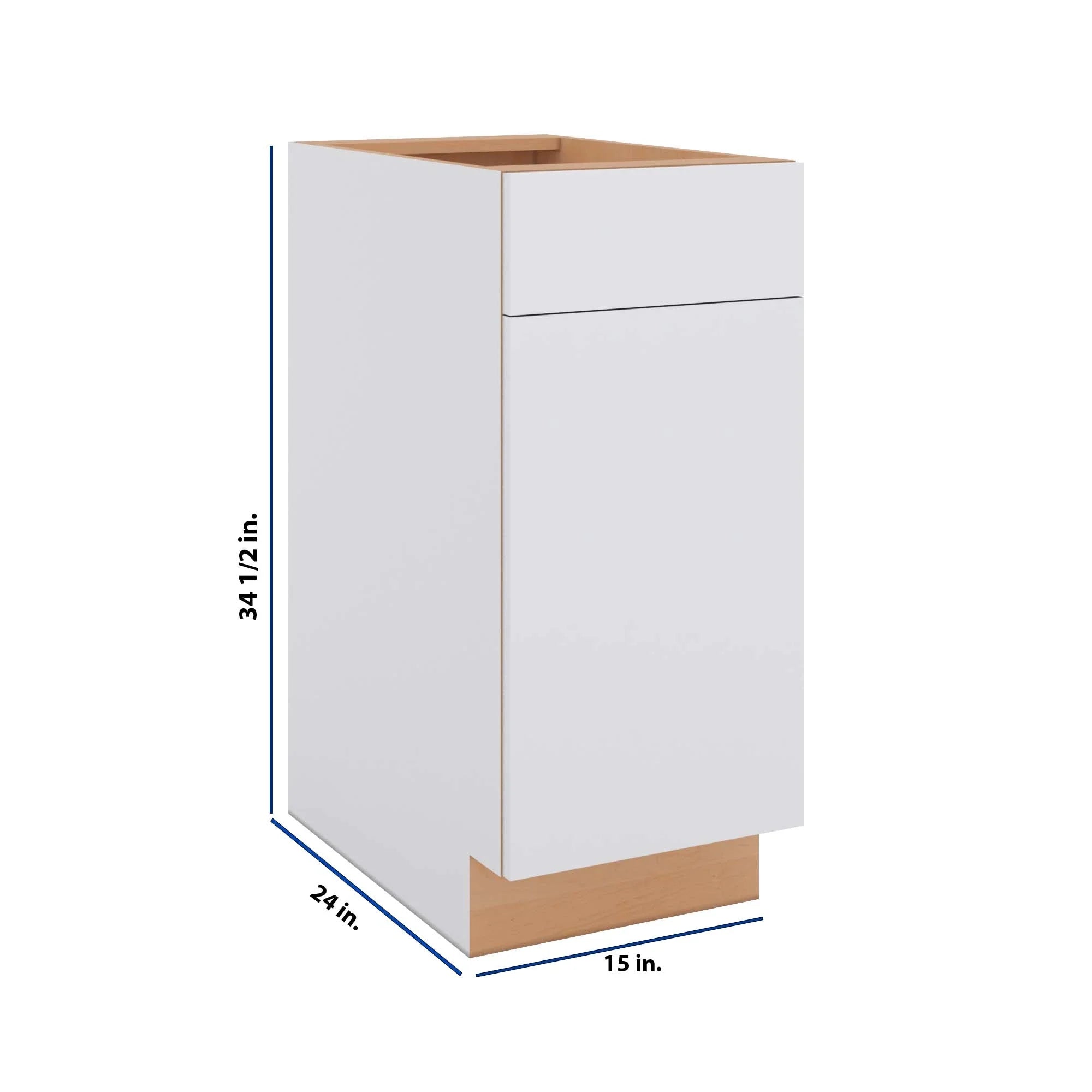 Modernform Cabinet Matte White 15" W X 34 1/2" H X 24" D Single Door Base Cabinet