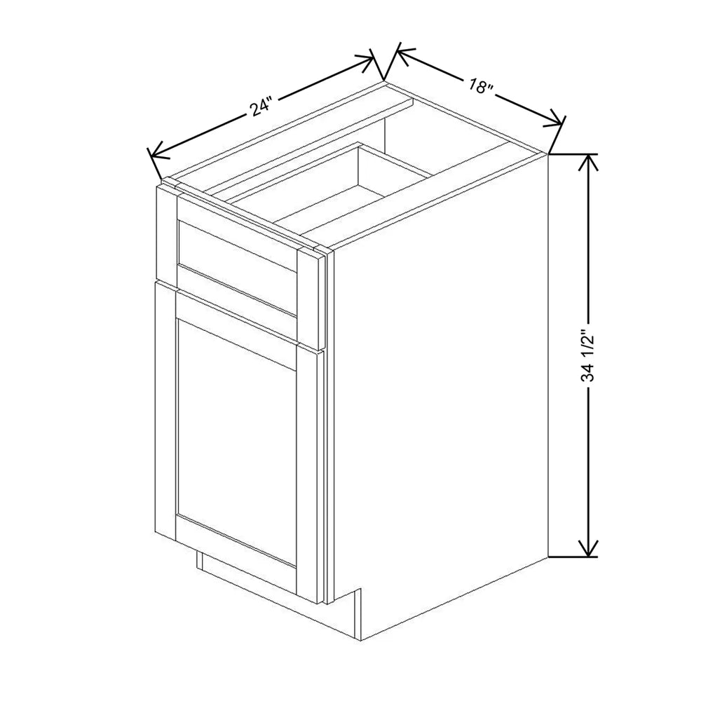 Kitchen Cabinet Distributors Shaker Designer White 5PC Single Door Standard Base Cabinet - 18" W