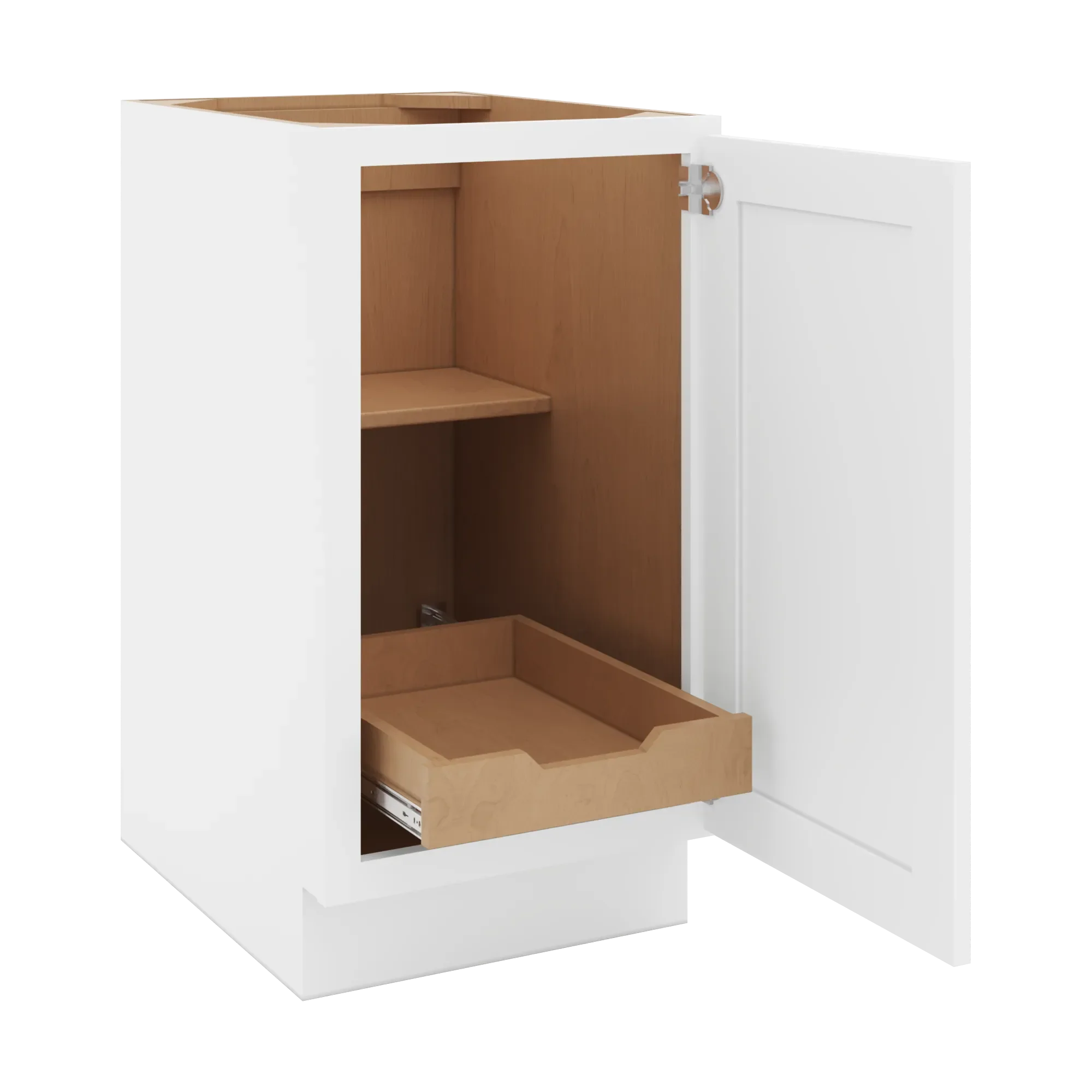 cnc luxor 5 piece white 18 w full height single door base cabinet w 1 pullout shelf