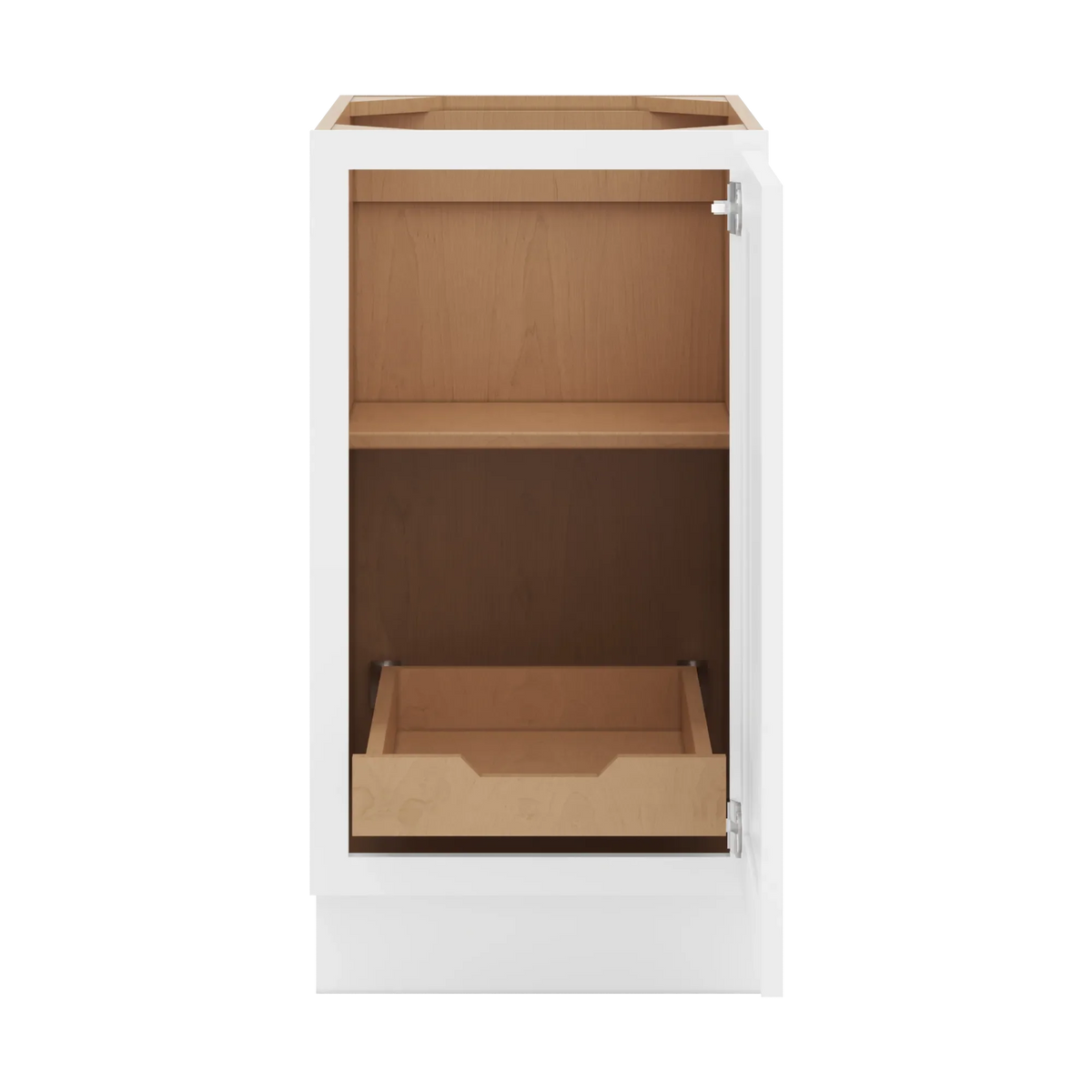 cnc luxor white 18 w full height single door base cabinet w 1 pullout shelf