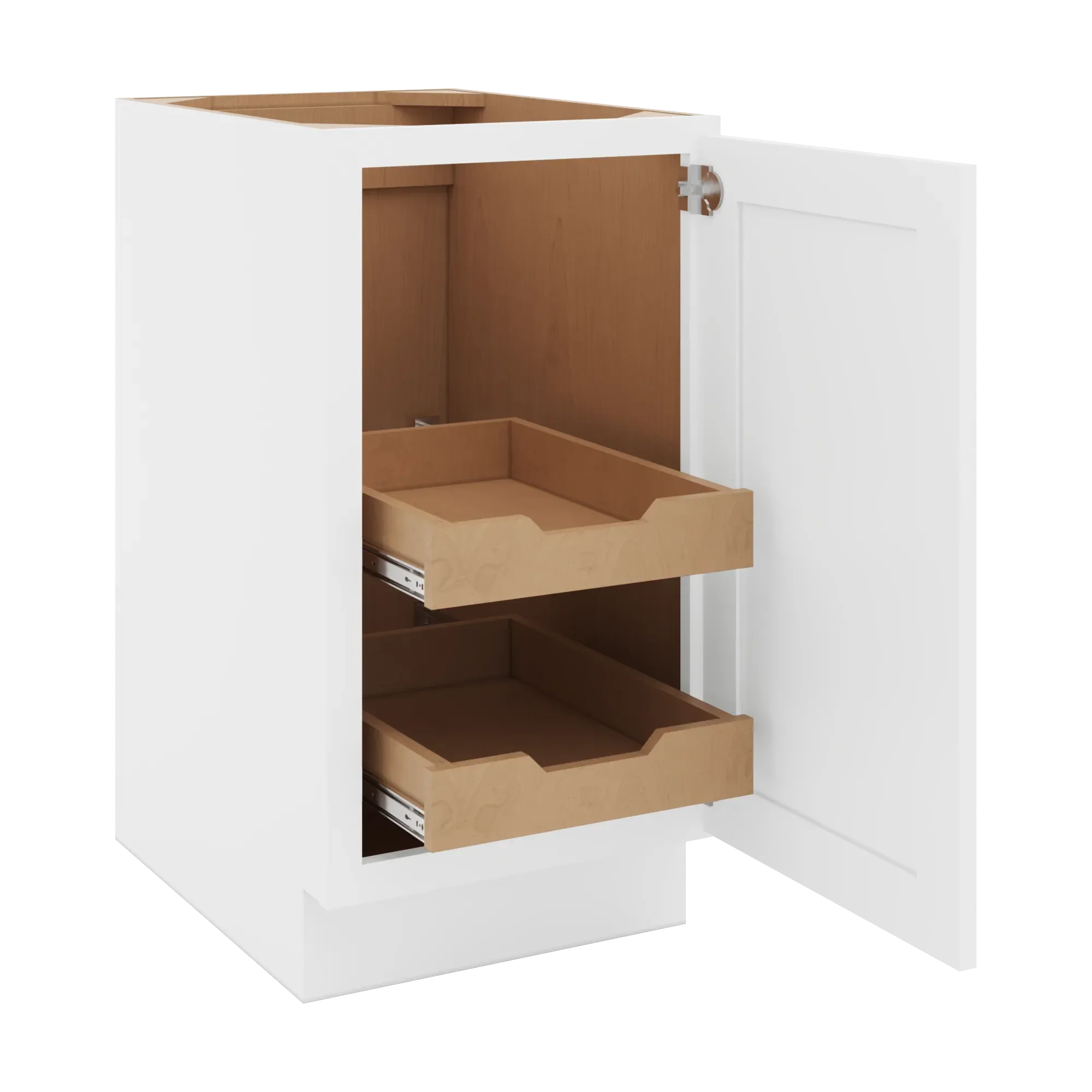 cnc luxor 5 piece white 18 w full height single door base cabinet w 2 pullout shelf