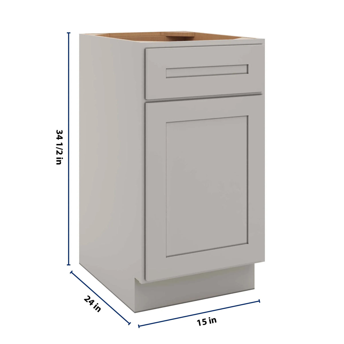 CNC Luxor 5-Piece Misty Grey 18" W Single Door Base Cabinet W/ 1 Pullout Shelf