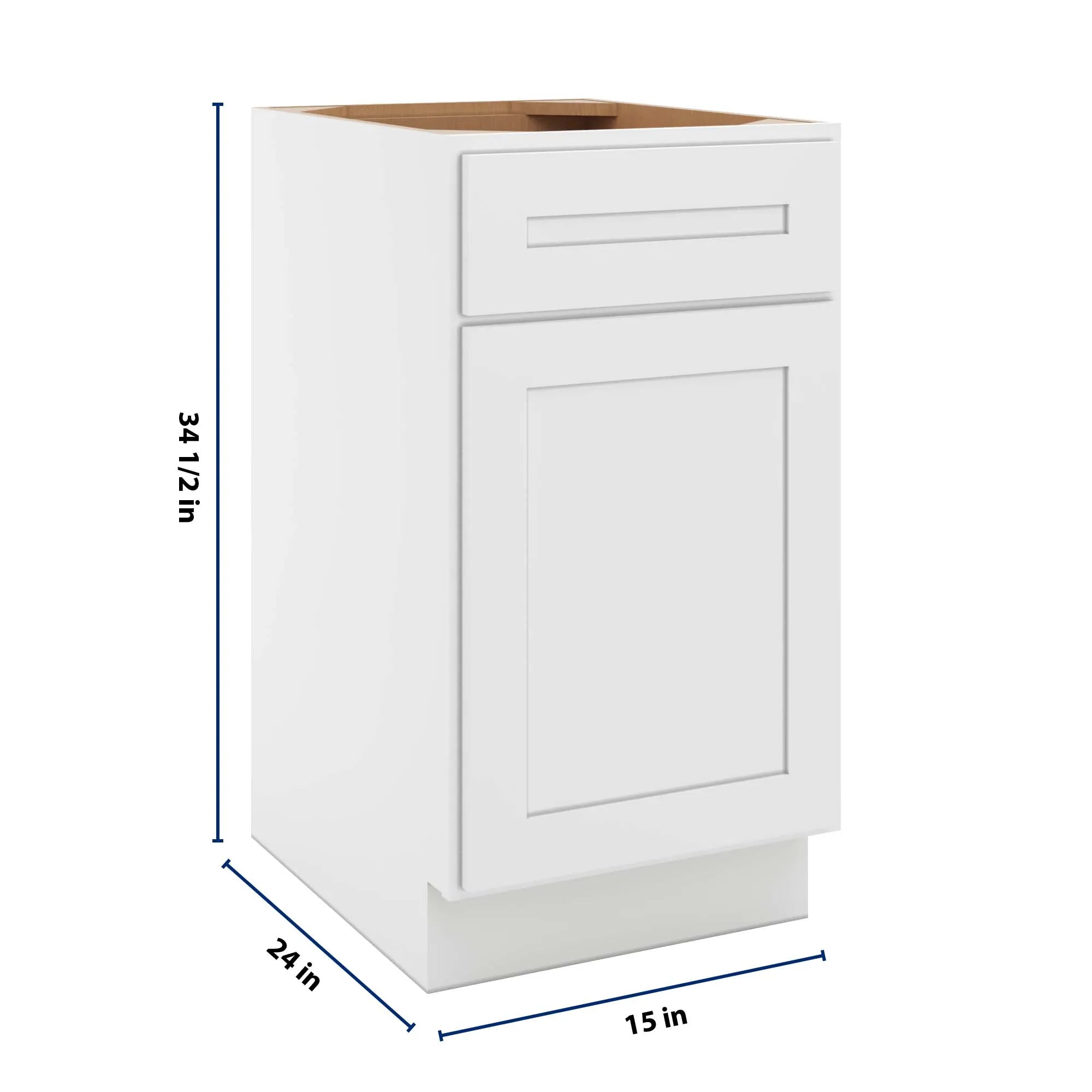 cnc luxor 5 piece white 18 w single door base cabinet w 1 pullout shelf