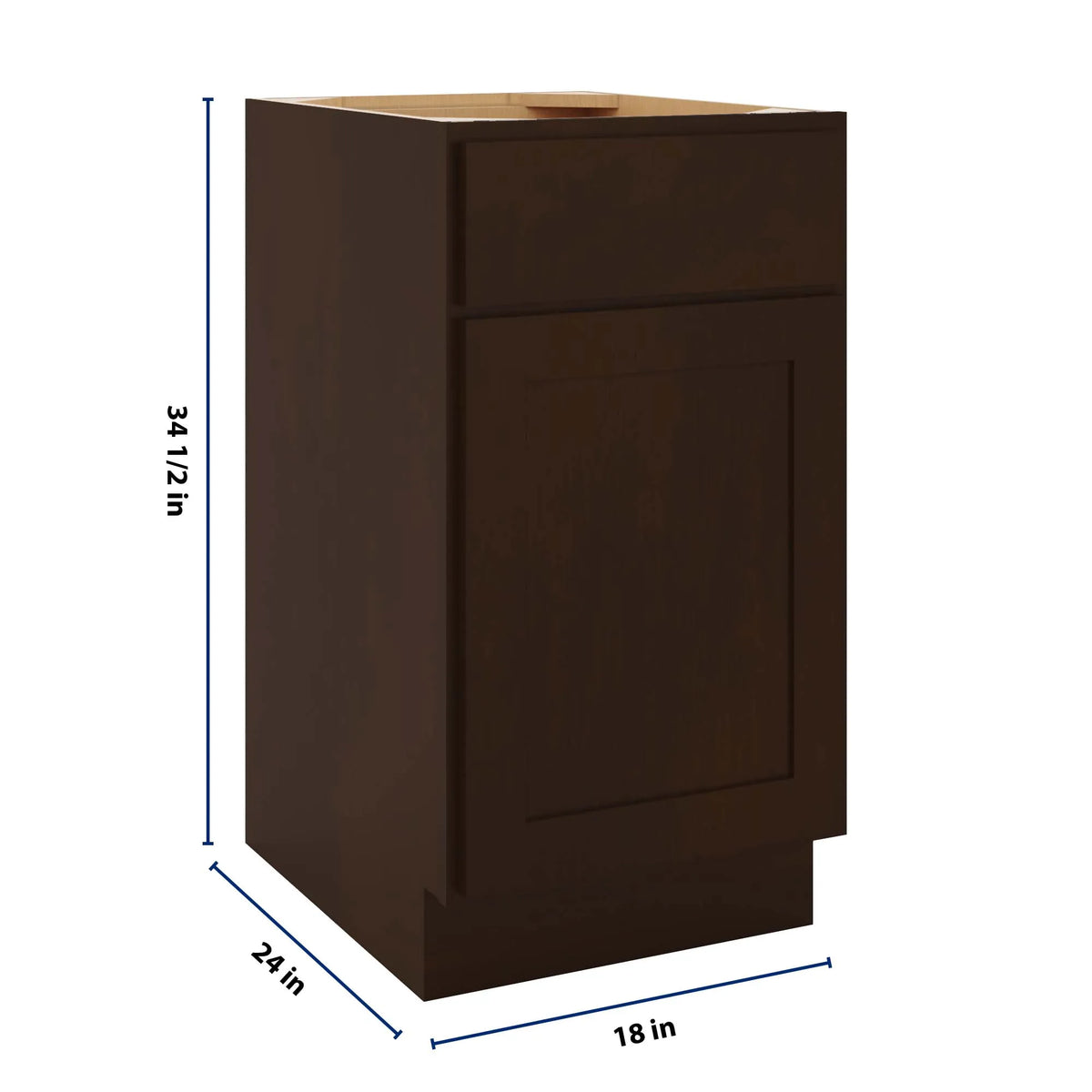 CNC Luxor 5-Piece Espresso 18" W Single Door Base Cabinet W/ 2 Pullout Shelf