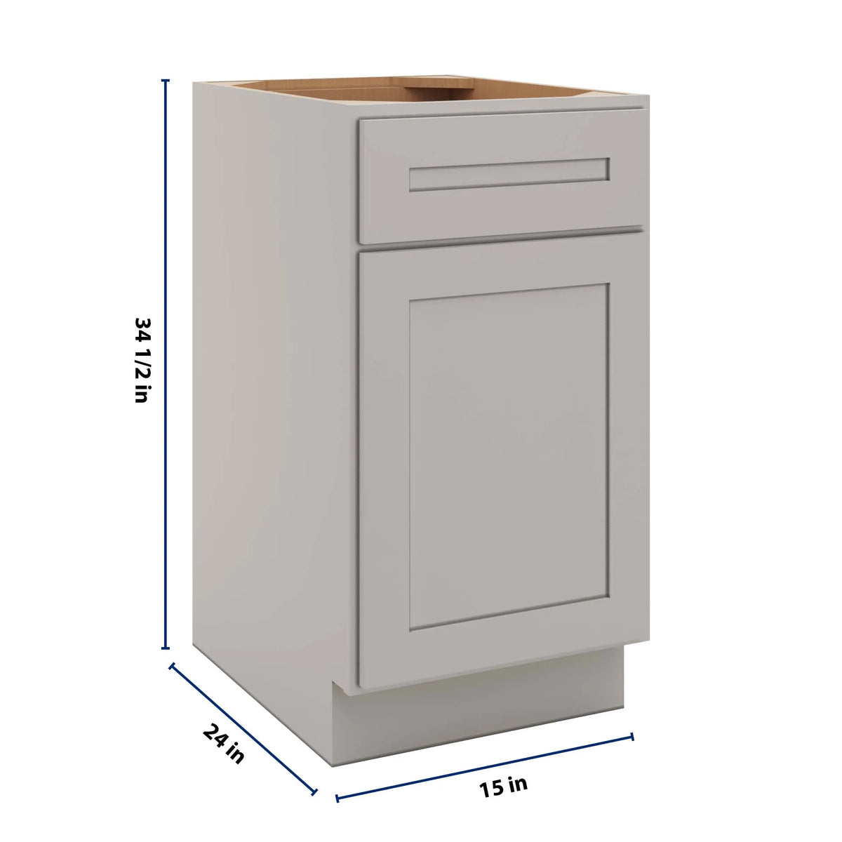 CNC Luxor 5-Piece Misty Grey 18" W Single Door Base Cabinet W/ 2 Pullout Shelf
