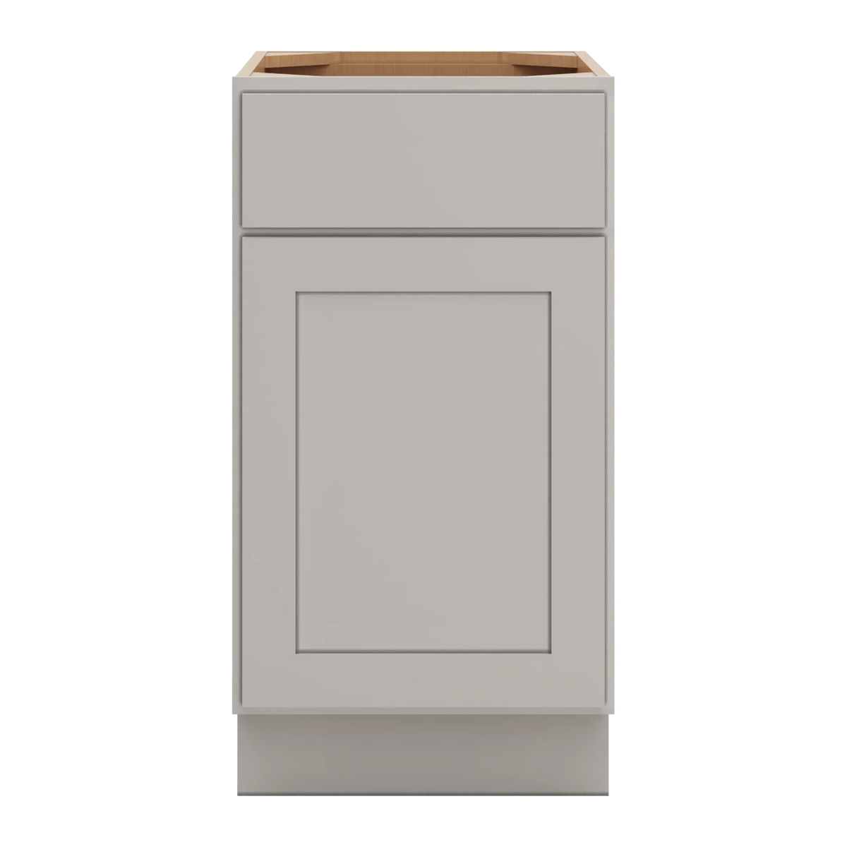 cnc luxor misty grey 18 w single door base cabinet w 2 pullout shelf