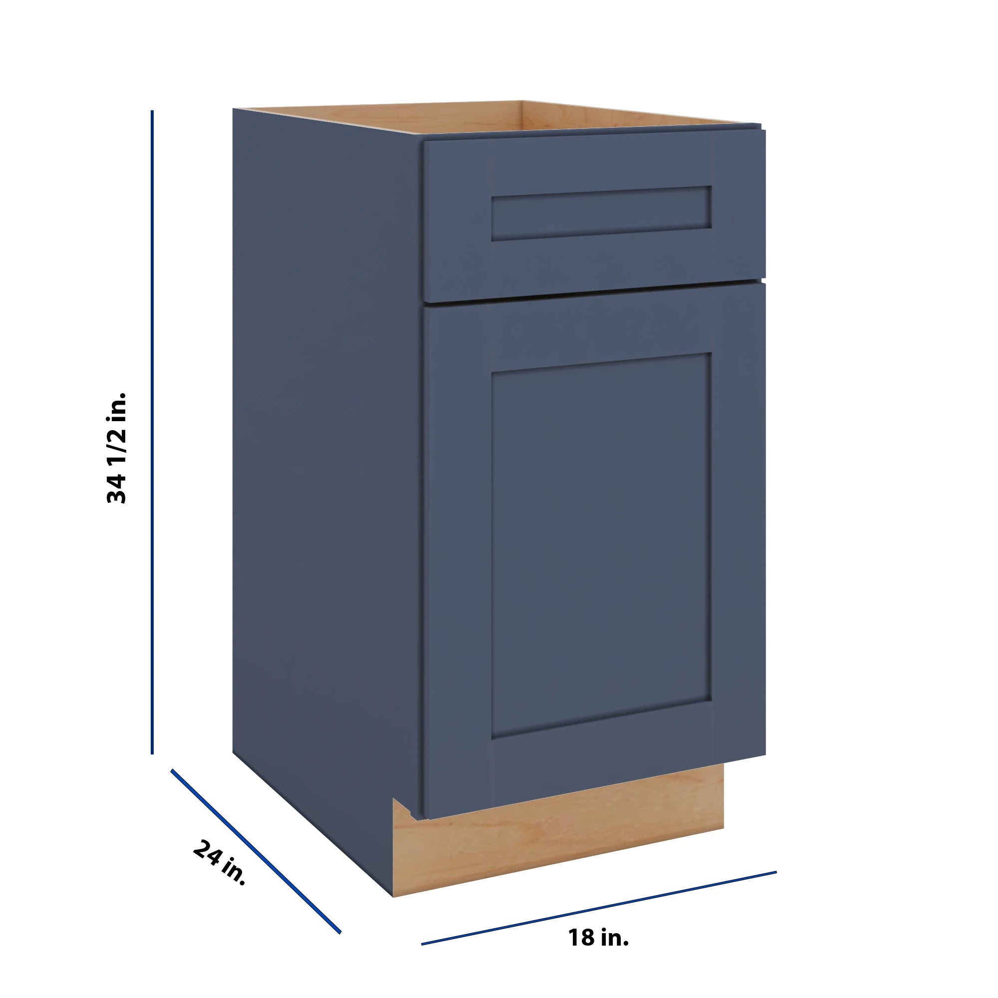 Modernform Cabinet Signature Blue 18" W X 34 1/2" H X 24" D Single Door Base Cabinet