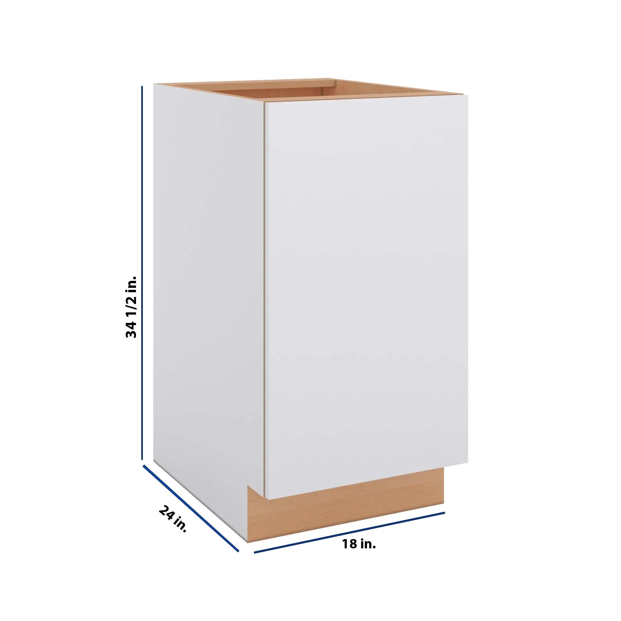 Modernform Cabinet Matte White 18" W X 34 1/2" H X 24" D Full Height Single Door Base Cabinet
