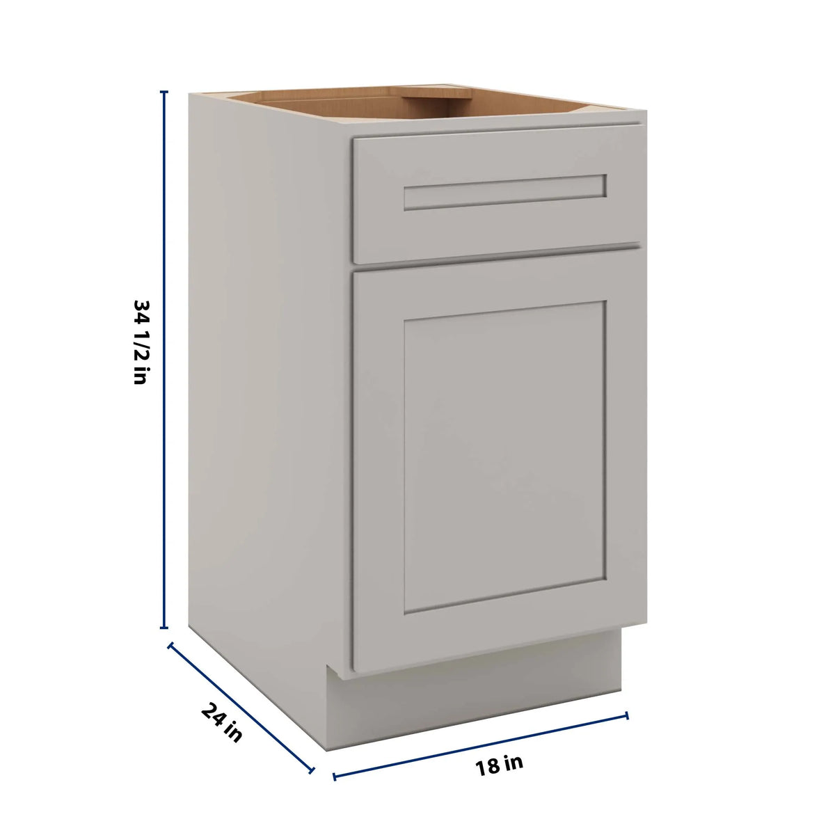 CNC Luxor 5-Piece Misty Grey 18" W X 32 1/2" H Single Door Base Cabinet
