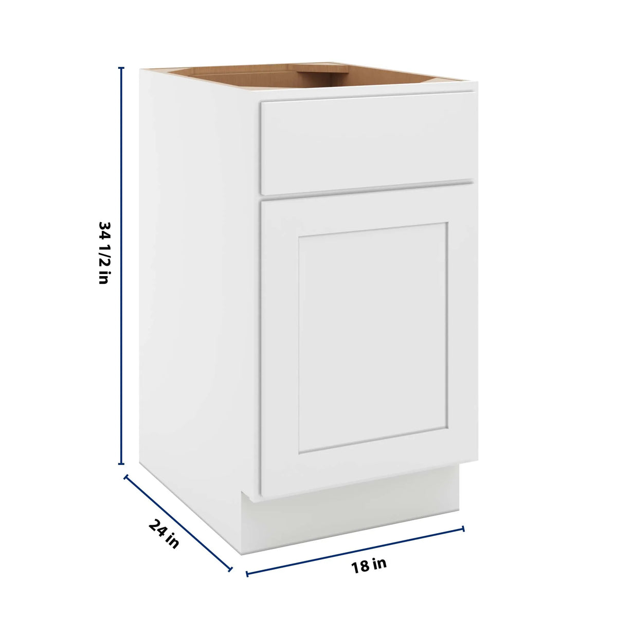 cnc luxor white 18 w x 32 1 2 h single door base cabinet