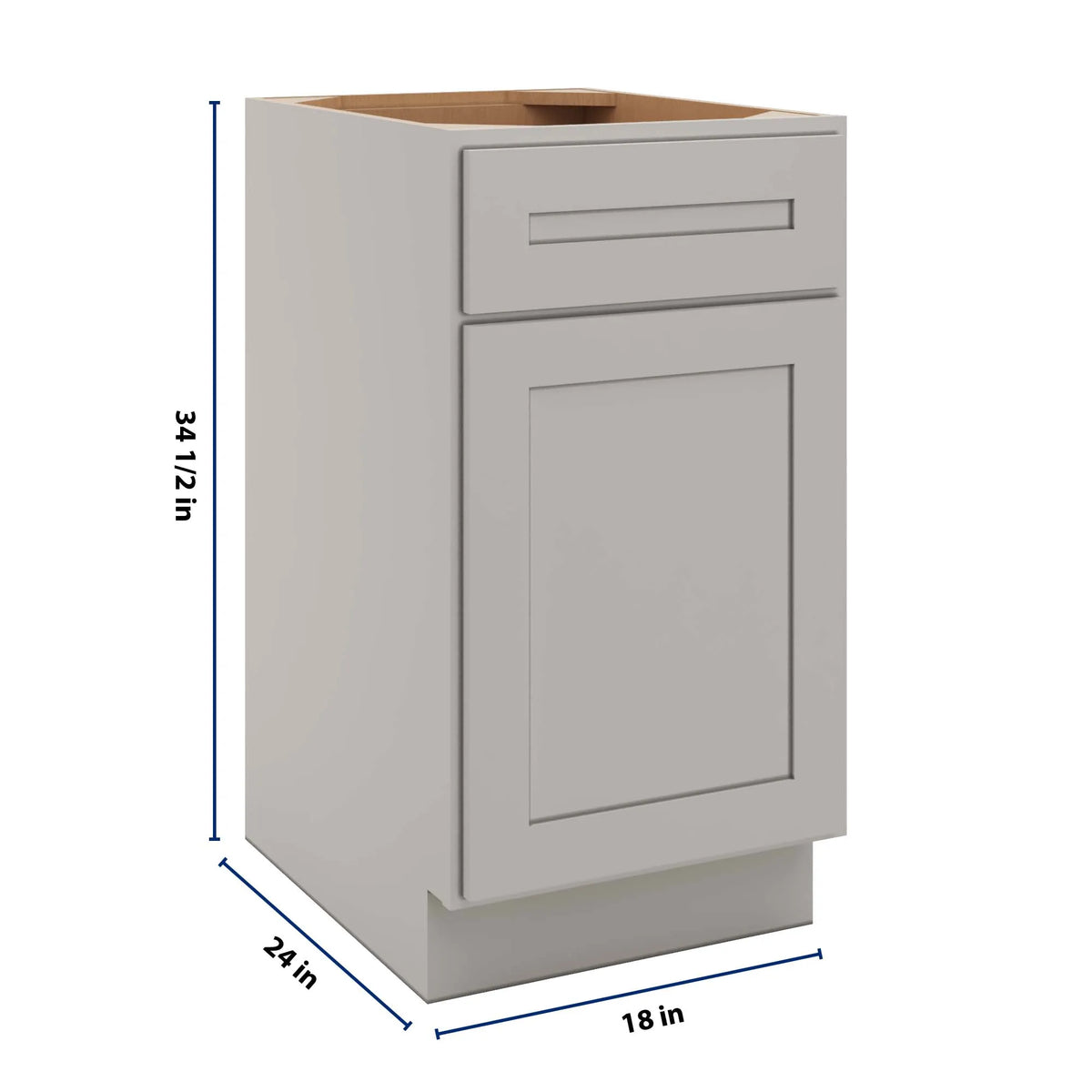 CNC Luxor 5-Piece Misty Grey 18" W Single Door Base Cabinet
