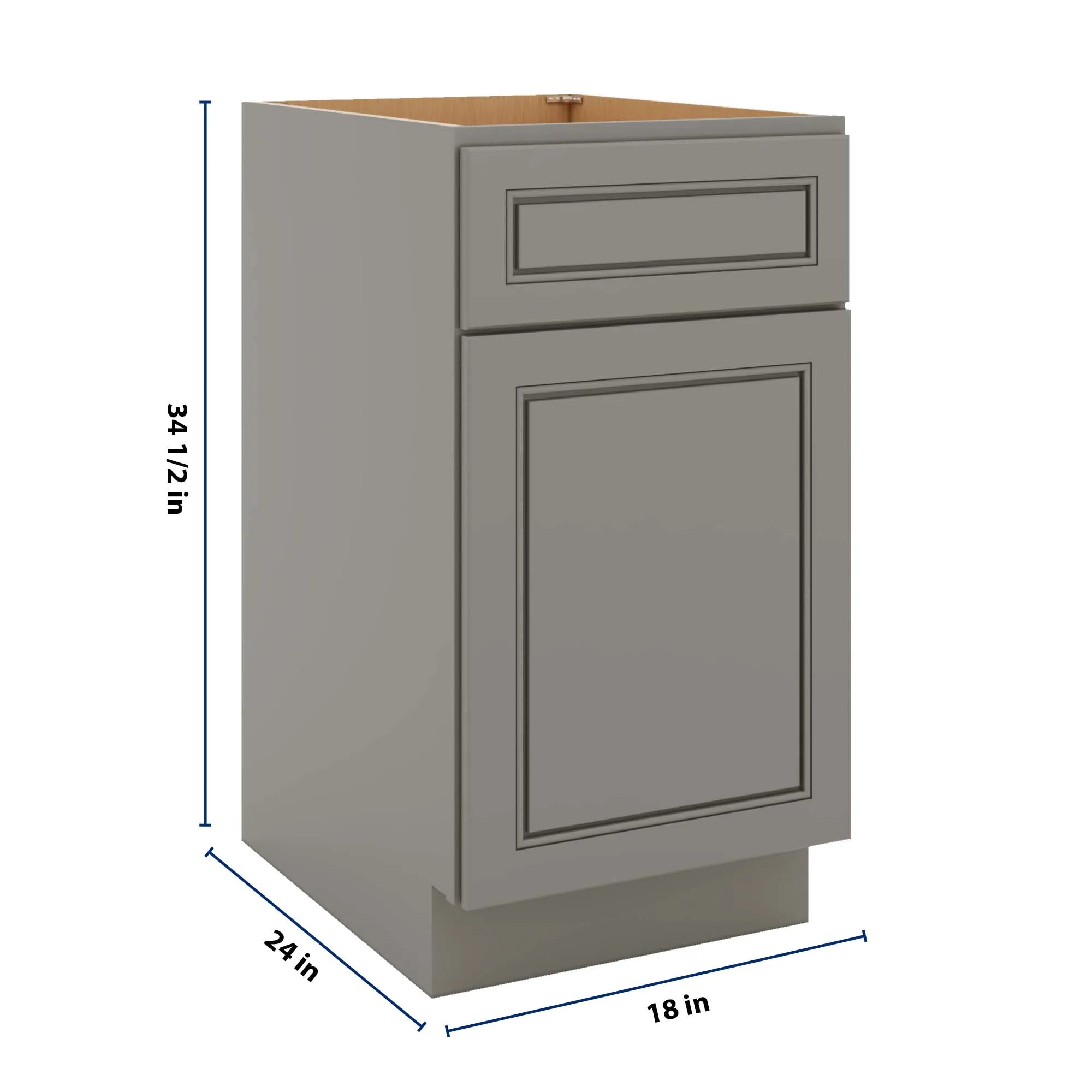 J&K Greige K3 Single Door Standard Base Cabinet - 18" W