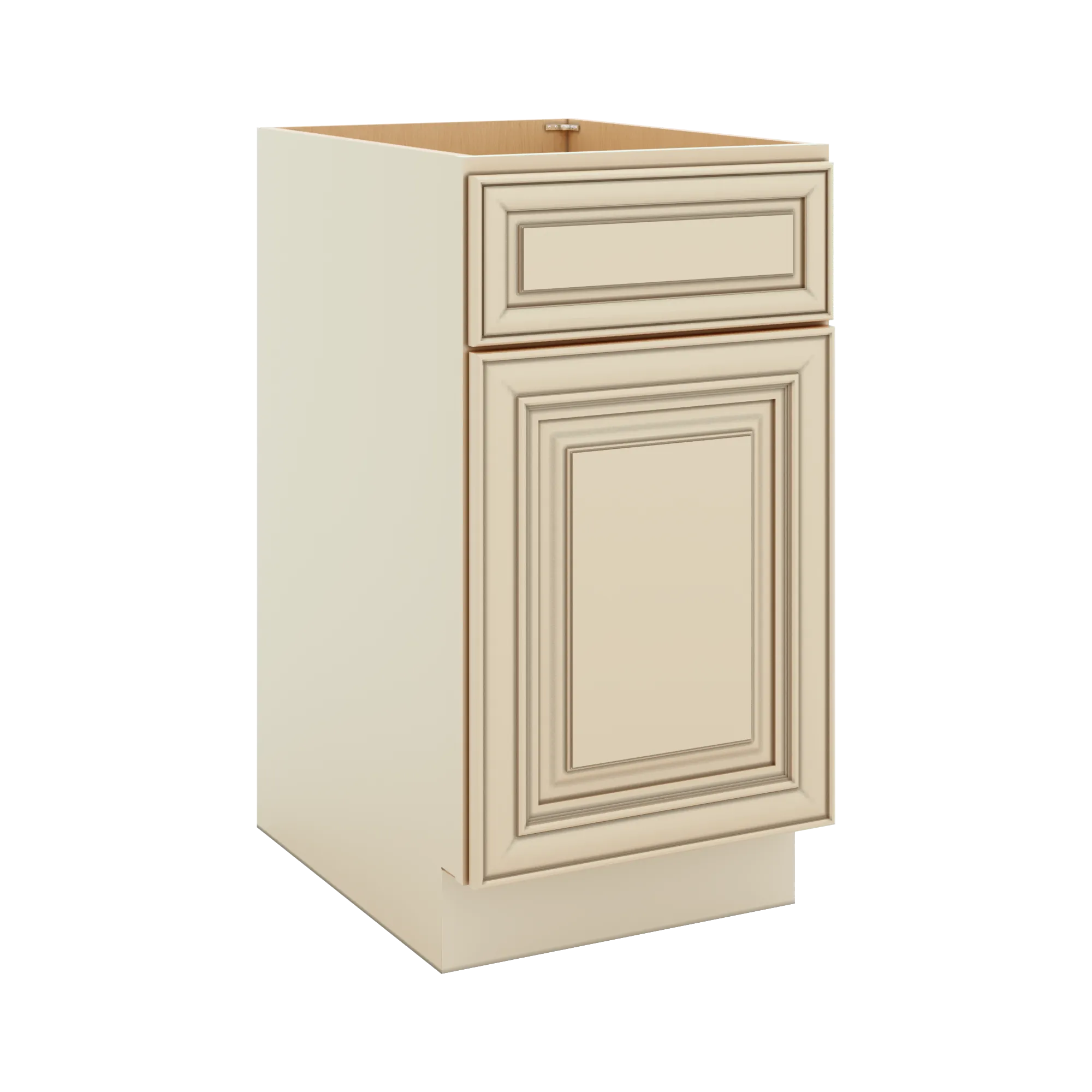 J&K Creme Glazed A7 Single Door Standard Base Cabinet - 18" W