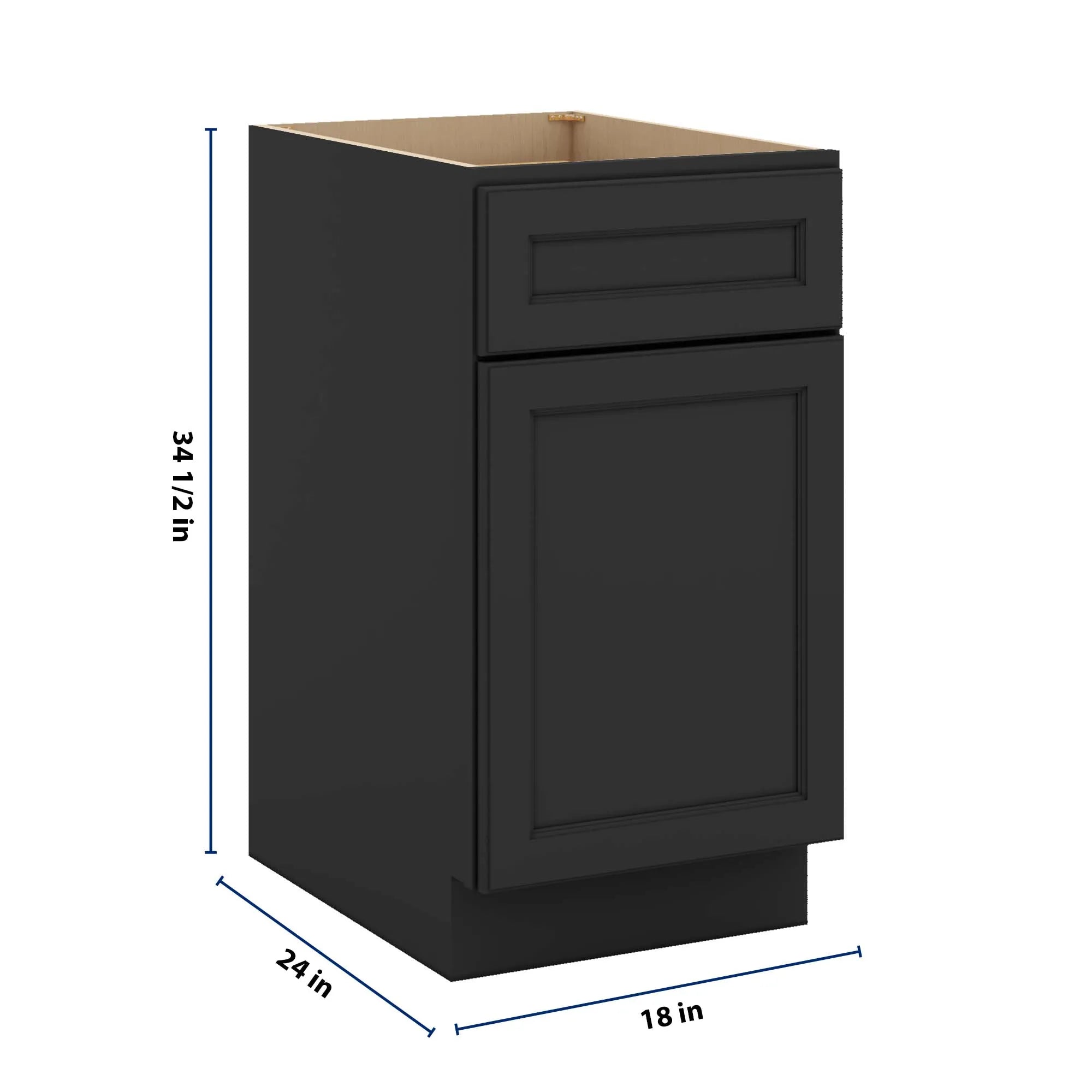 J&K Charcoal E2 Single Door Standard Base Cabinet - 18" W