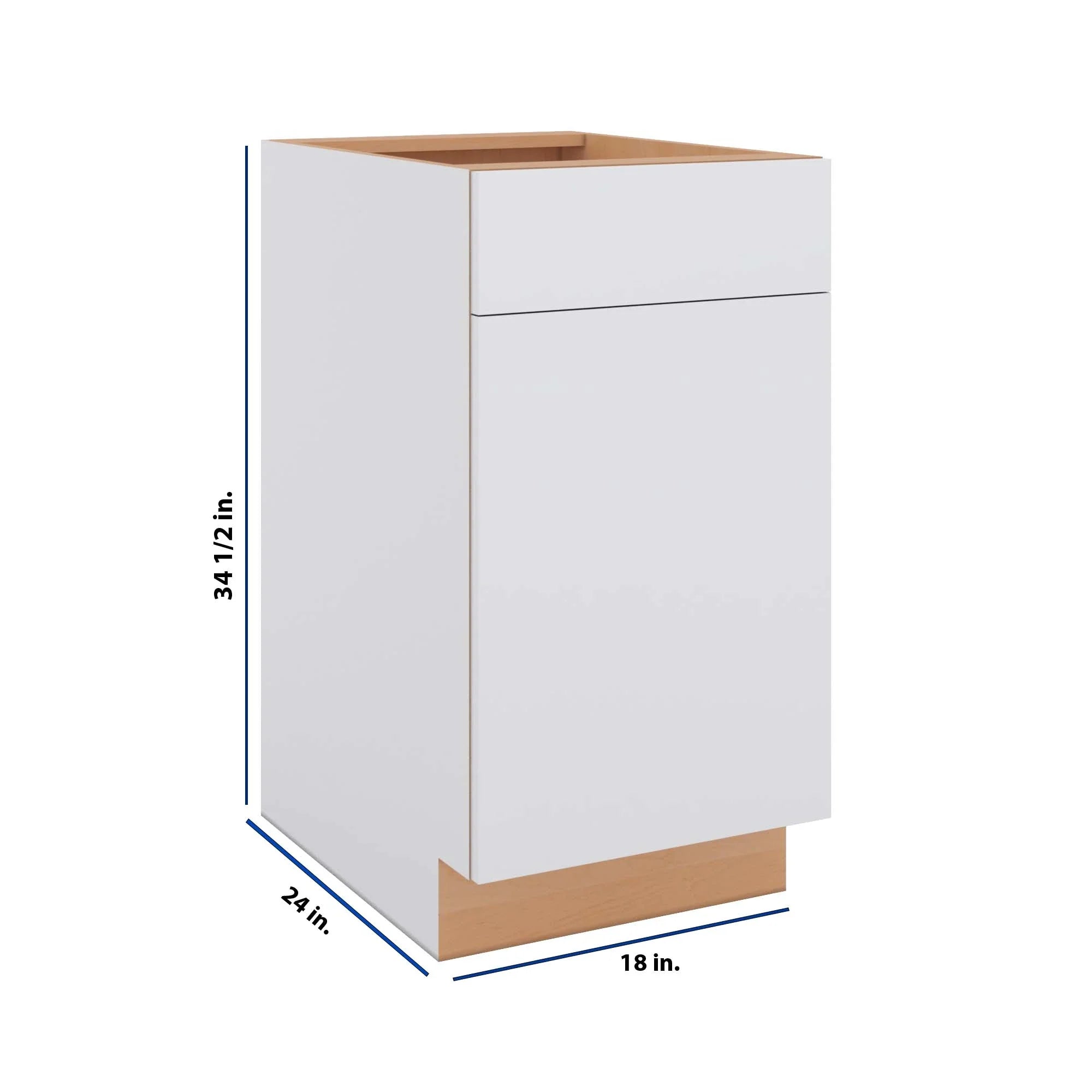Modernform Cabinet Matte White 18" W X 34 1/2" H X 24" D Single Door Base Cabinet