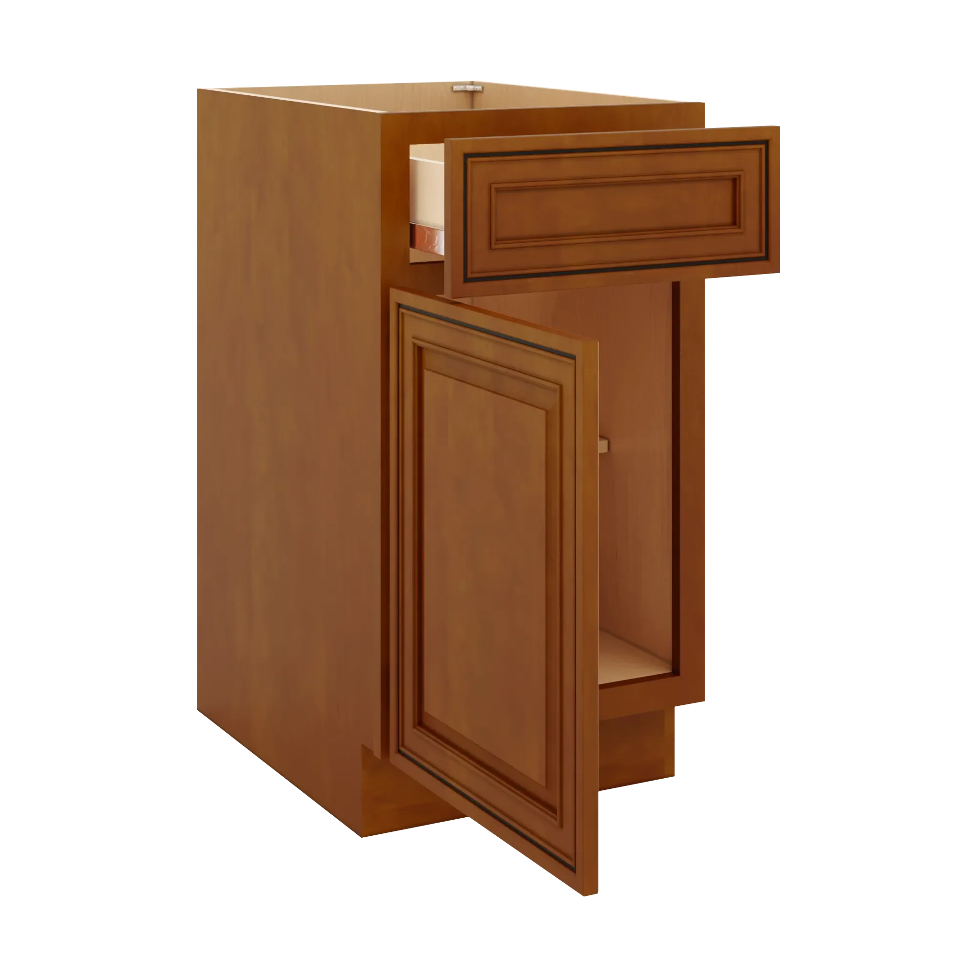 j k mocha glazed k10 single door standard base cabinet 18 w