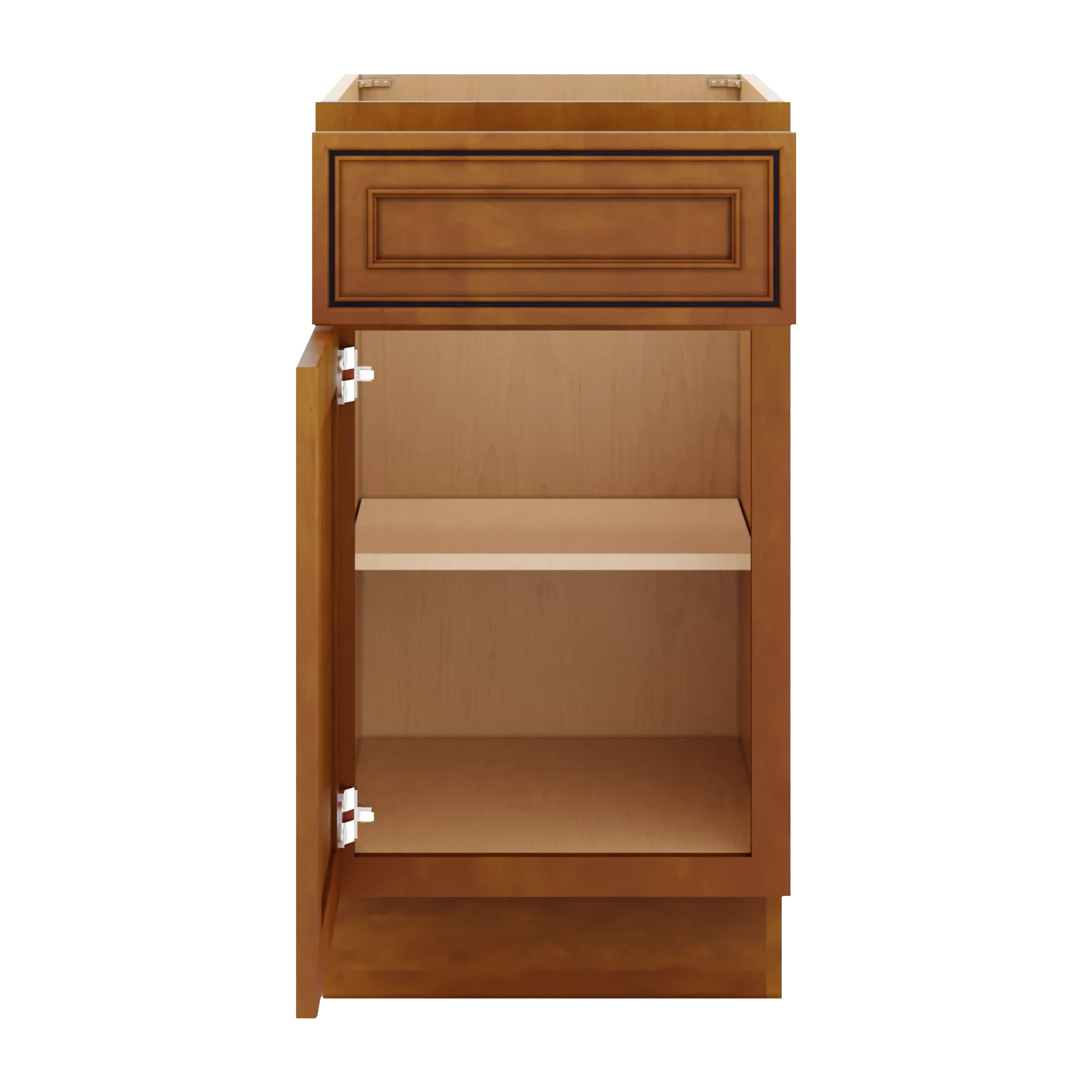 j k mocha glazed k10 single door standard base cabinet 18 w