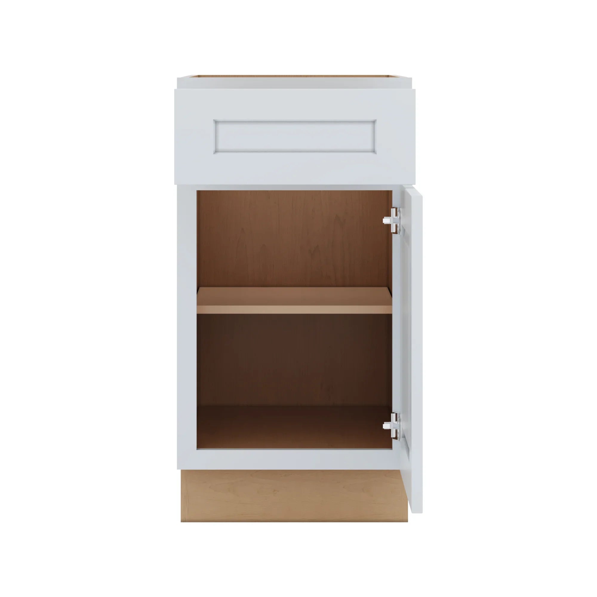 J&K White Shaker S8 Single Door Standard Base Cabinet   18" W