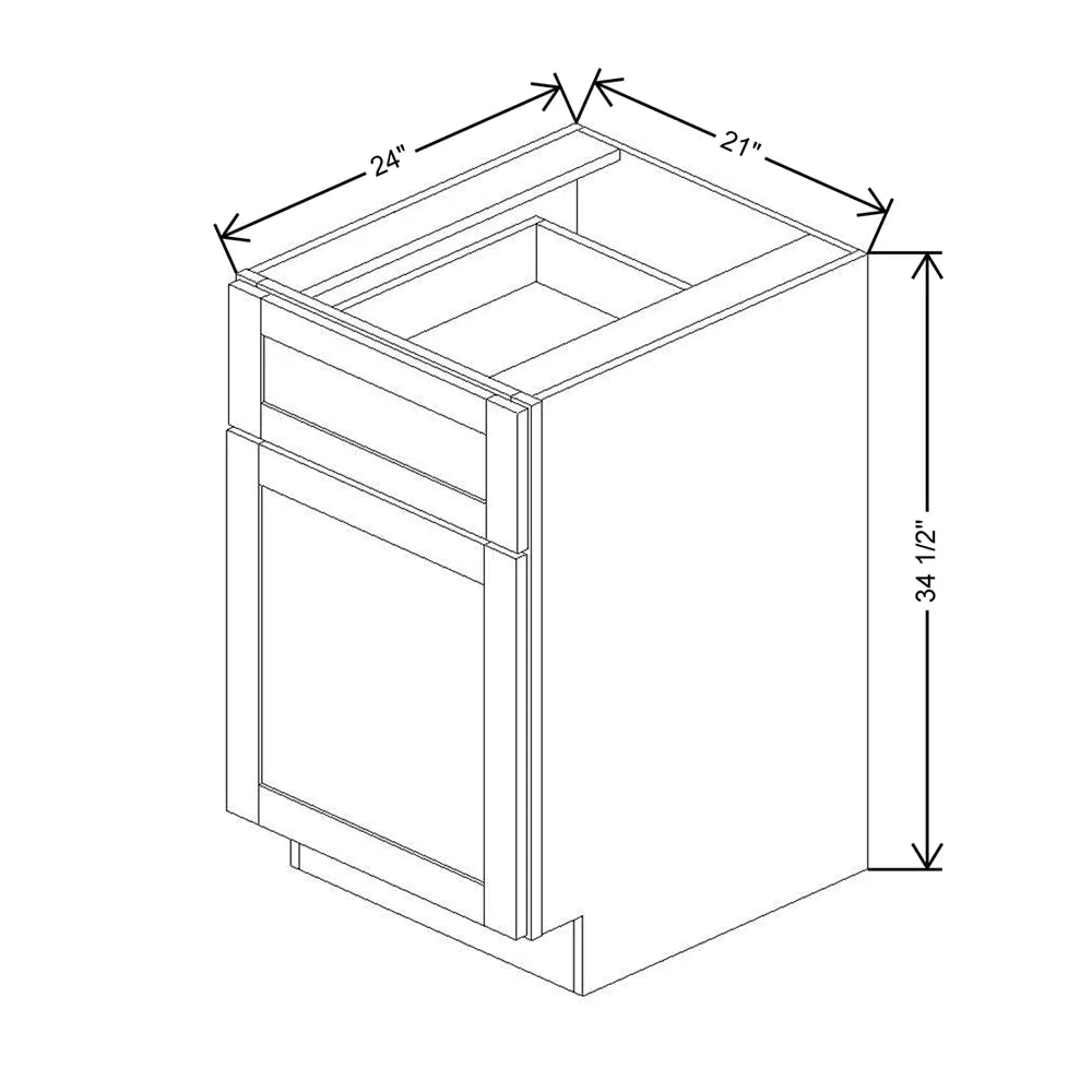 Kitchen Cabinet Distributors Shaker Designer White 5PC Single Door Standard Base Cabinet - 21" W