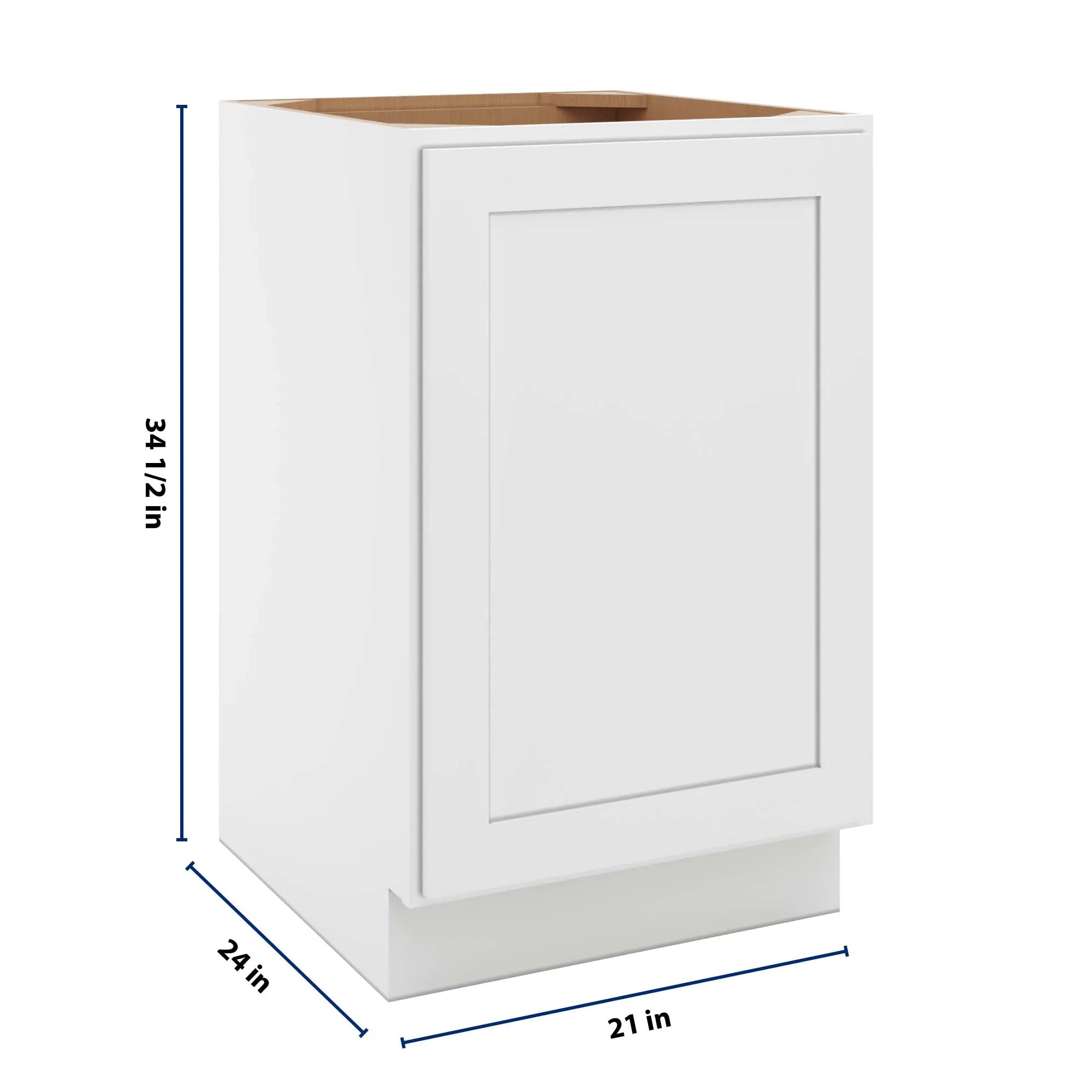 cnc luxor 5 piece white 21 w full height single door base cabinet w 1 pullout shelf