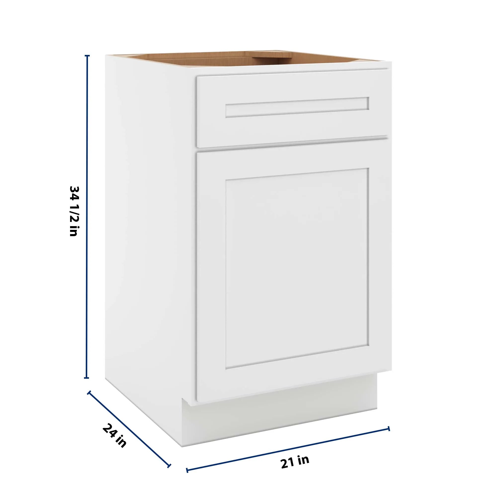 cnc luxor 5 piece white 21 w single door base cabinet w 1 pullout shelf