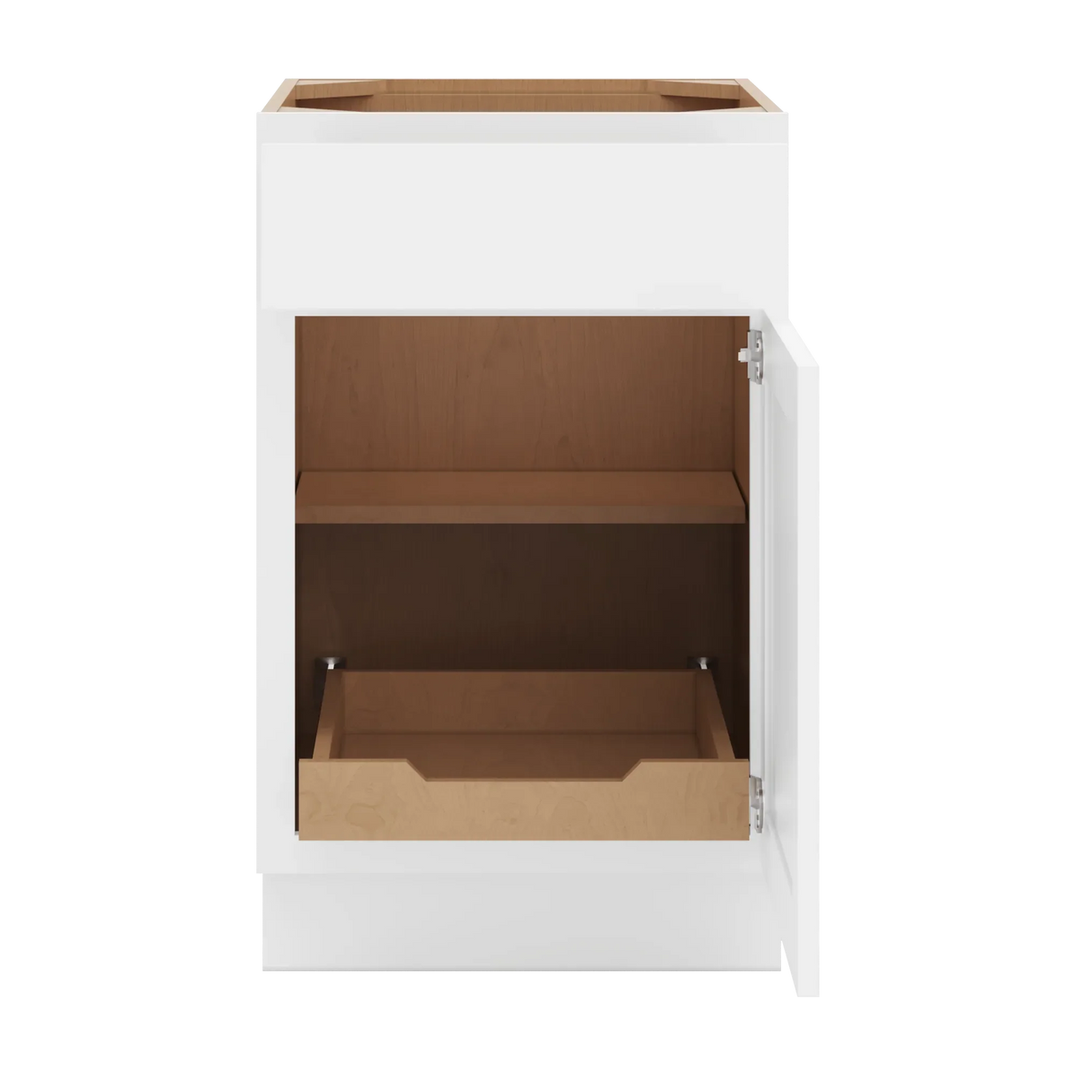 cnc luxor white 21 w single door base cabinet w 1 pullout shelf