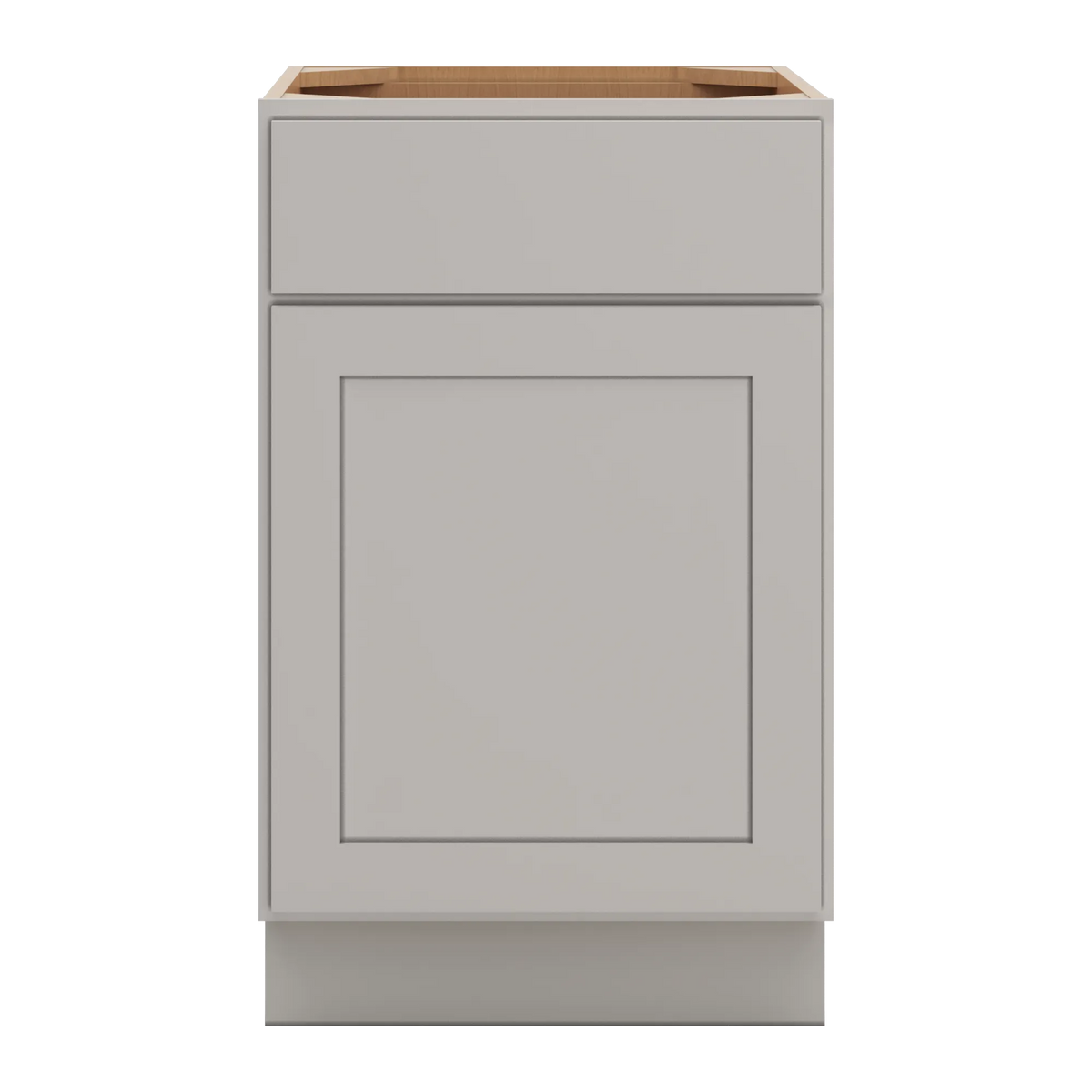 cnc luxor misty grey 21 w single door base cabinet w 2 pullout shelf