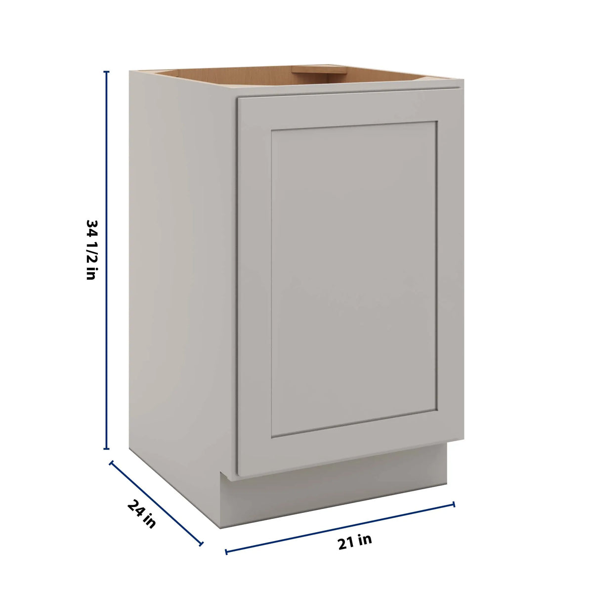 CNC Luxor 5-Piece Misty Grey 21" W Full Height Single Door Base Cabinet