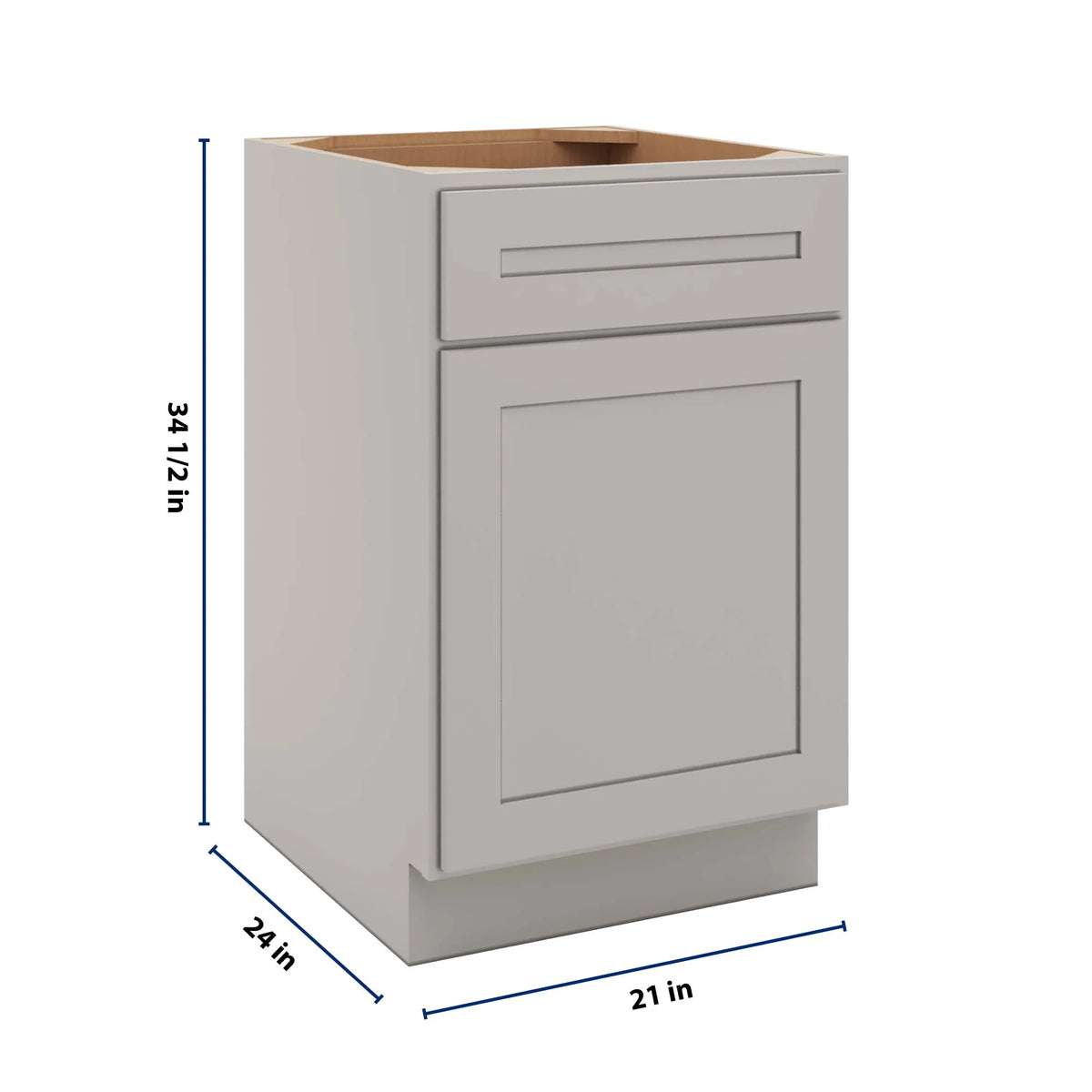 CNC Luxor 5-Piece Misty Grey 21" W Single Door Base Cabinet