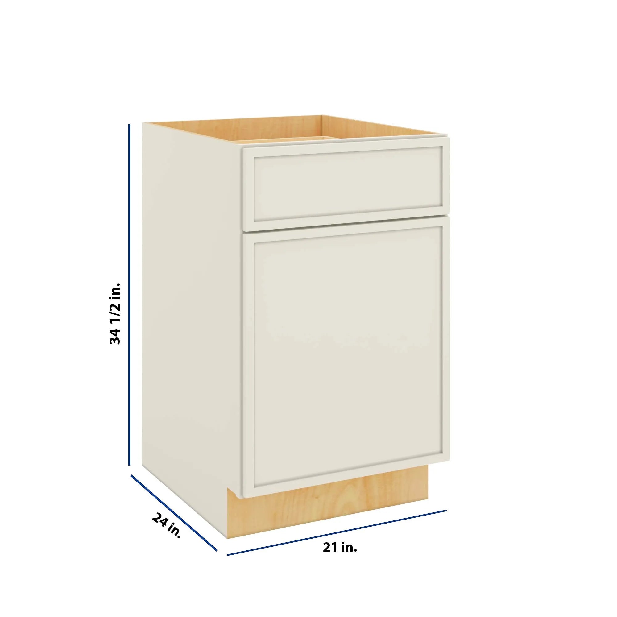 Modernform Cabinet Slim Dove White 21" W X 34 1/2" H X 24" D Single Door Base Cabinet