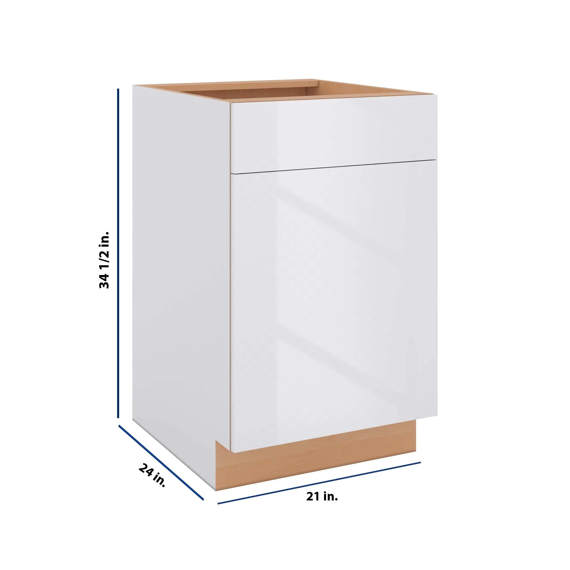 Modernform Cabinet Gloss White 21" W X 34 1/2" H X 24" D Single Door Base Cabinet