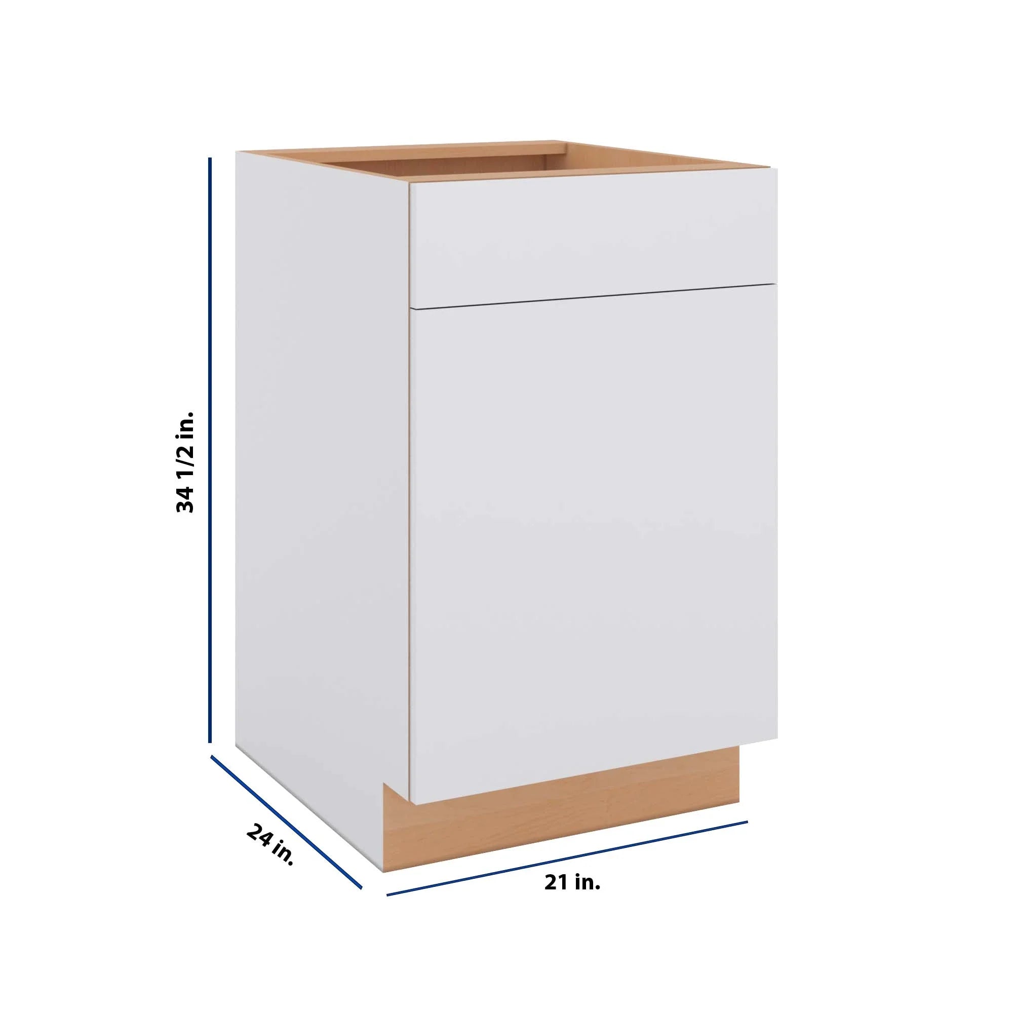 Modernform Cabinet Matte White 21" W X 34 1/2" H X 24" D Single Door Base Cabinet