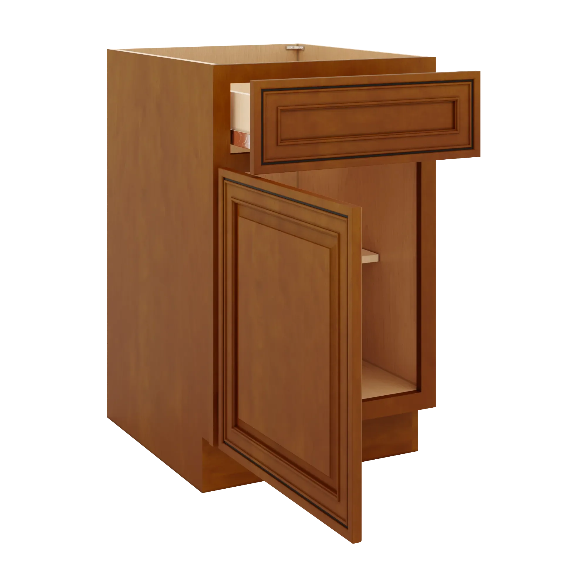 j k mocha glazed k10 single door standard base cabinet 21 w