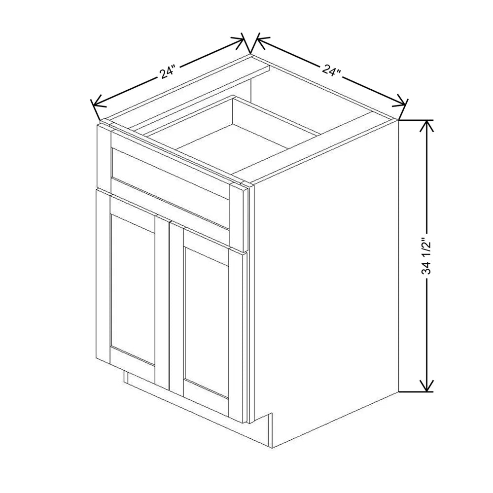 Kitchen Cabinet Distributors Shaker Designer White 5PC Double Door Standard Base Cab - 24" W