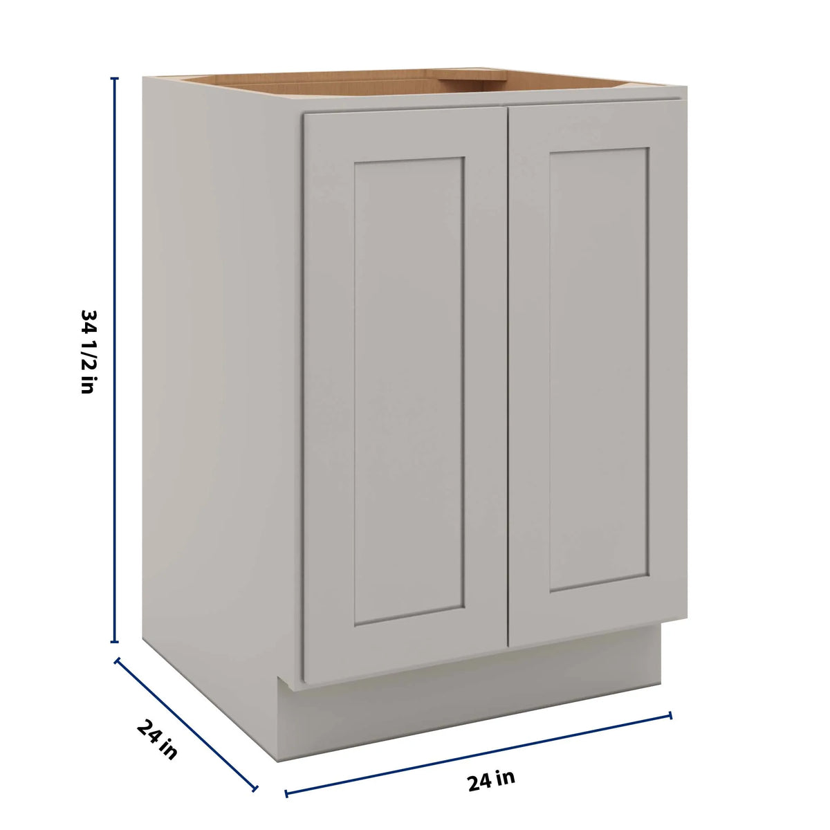 CNC Luxor 5-Piece Misty Grey 24" W Full Height Double Door Base Cabinet W/ 1 Pullout Shelf