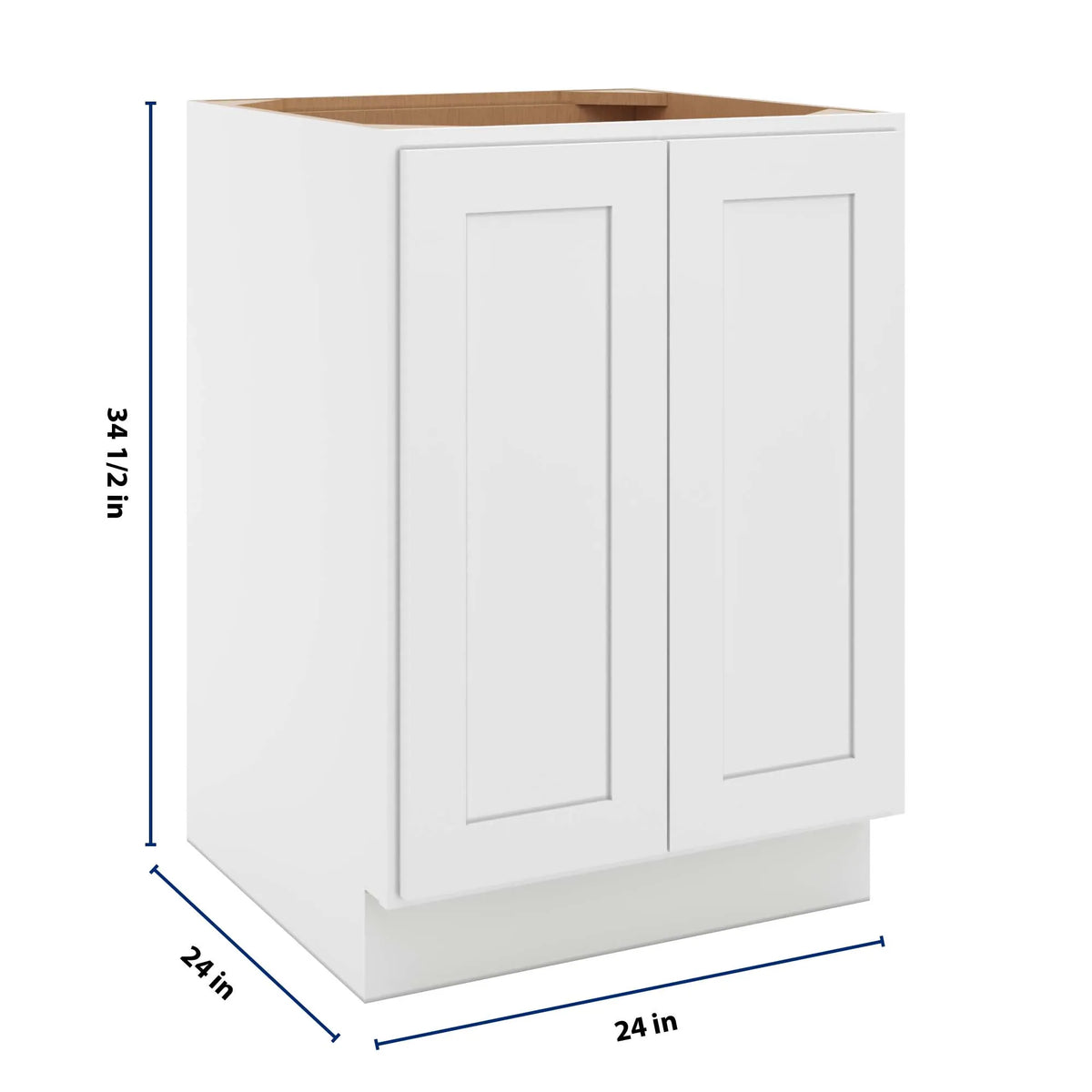 cnc luxor white 24 w full height double door base cabinet w 1 pullout shelf