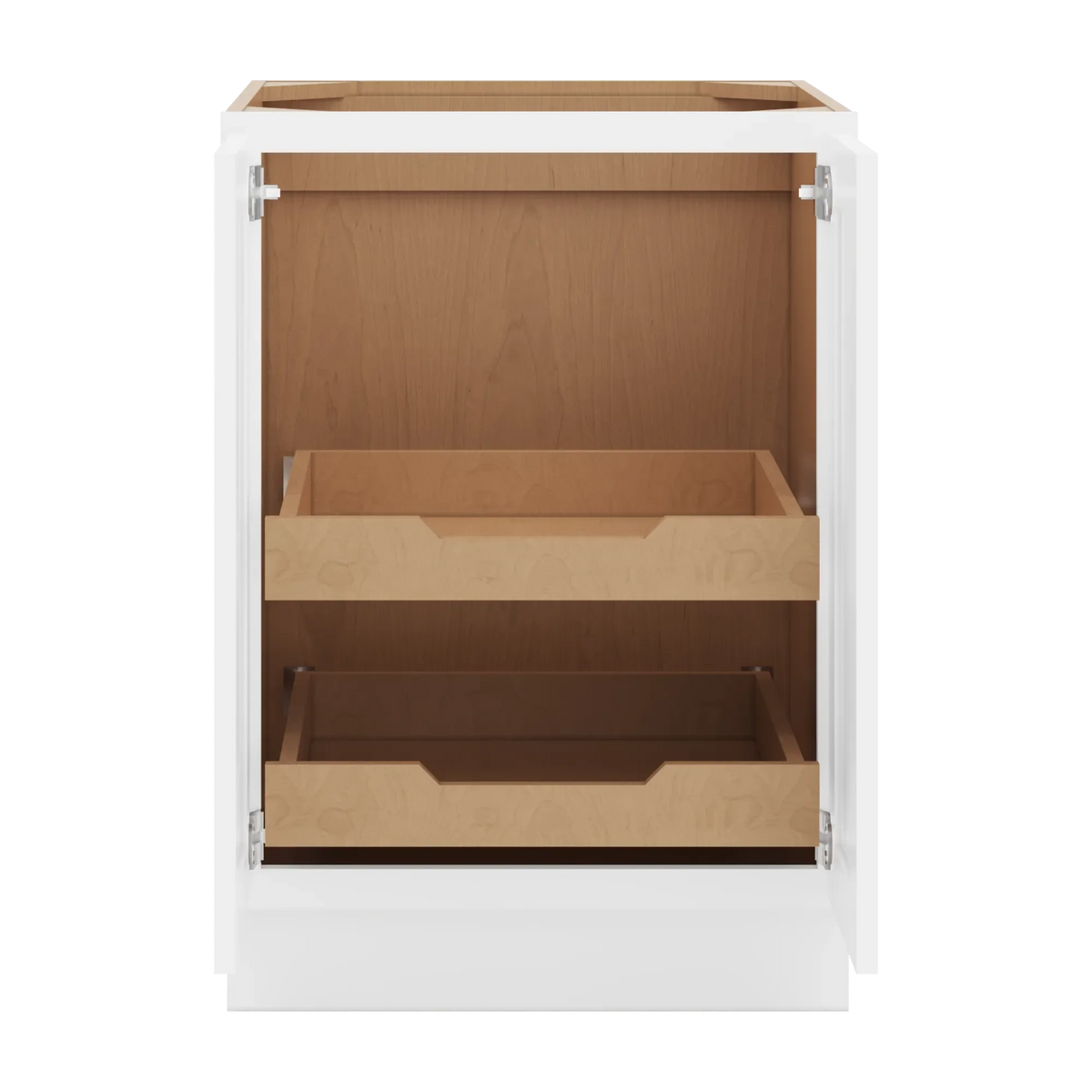 cnc luxor white 24 w full height double door base cabinet w 2 pullout shelf