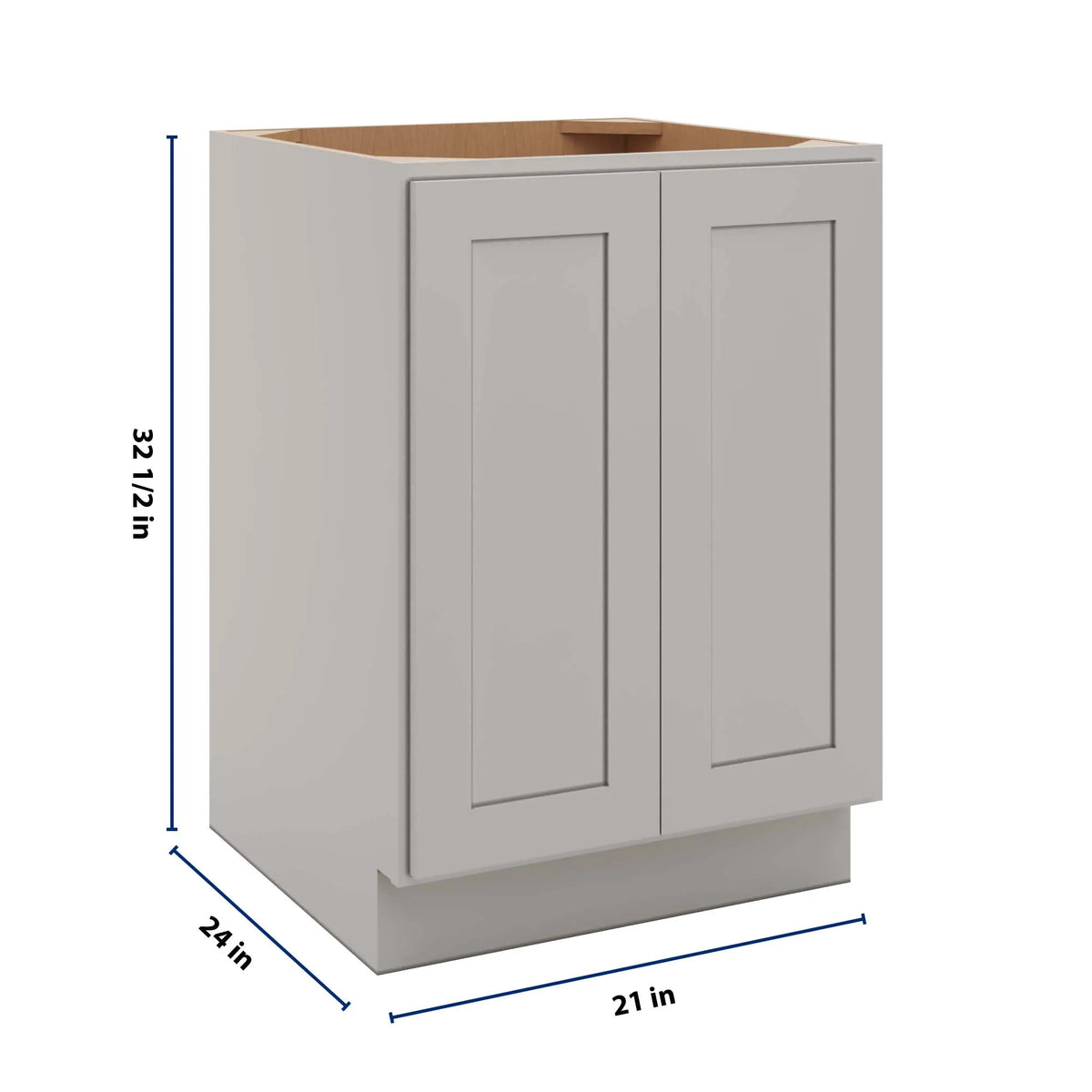 CNC Luxor 5-Piece Misty Grey 24" W Full Height Double Door Base Cabinet