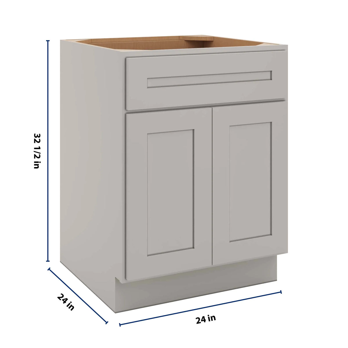 CNC Luxor 5-Piece Misty Grey 24" W X 32 1/2" H  Single Drawer Double Door Base Cabinet