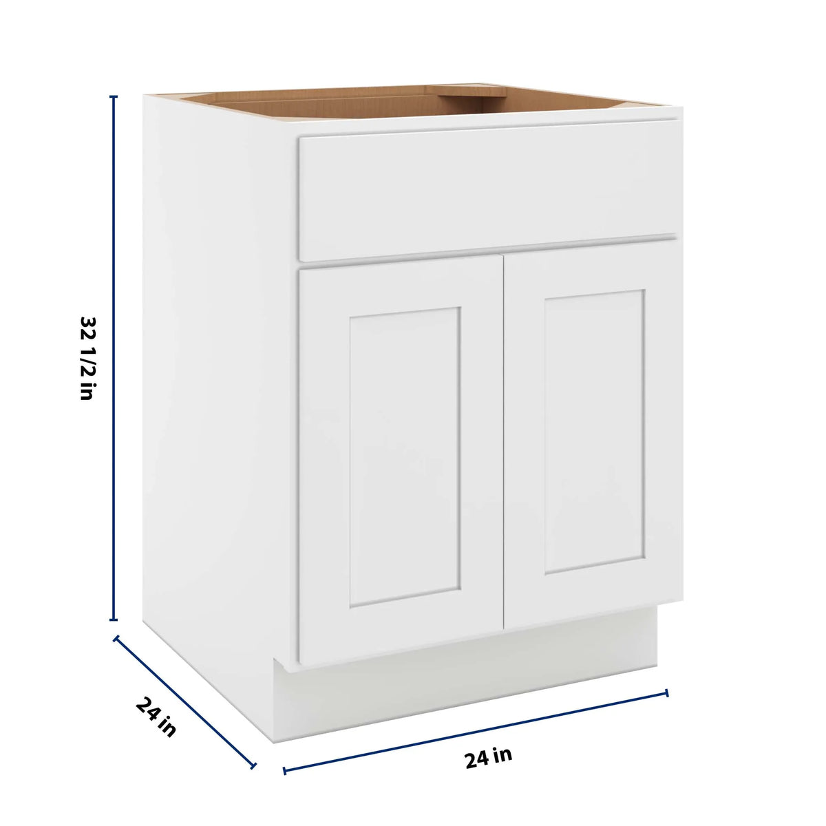 cnc luxor white 24 w x 32 1 2 h single drawer double door base cabinet