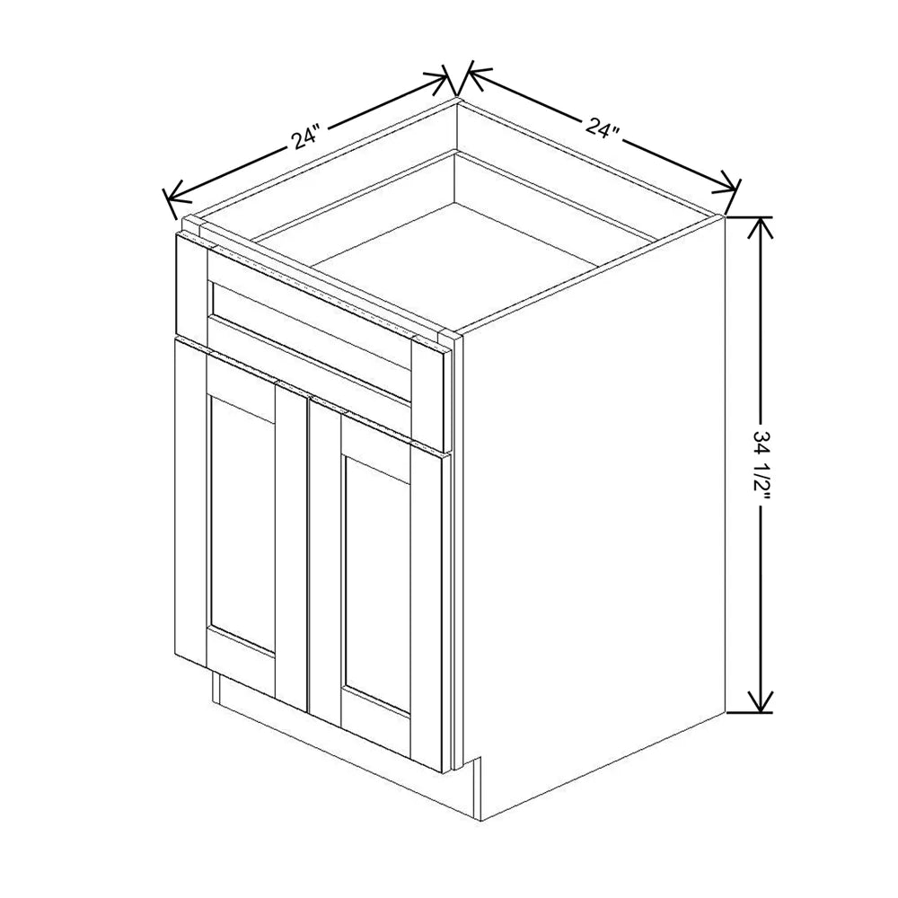 J&K Castle Grey S5 Double Door Standard Base Cab - 24" W