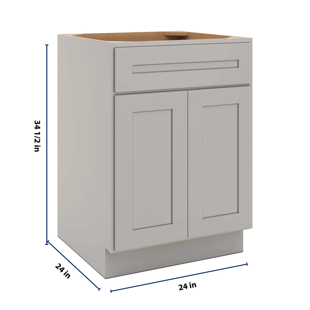 CNC Luxor 5-Piece Misty Grey 24" W 1 Drawer Double Door Base Cabinet W/ 1 Pullout Shelf