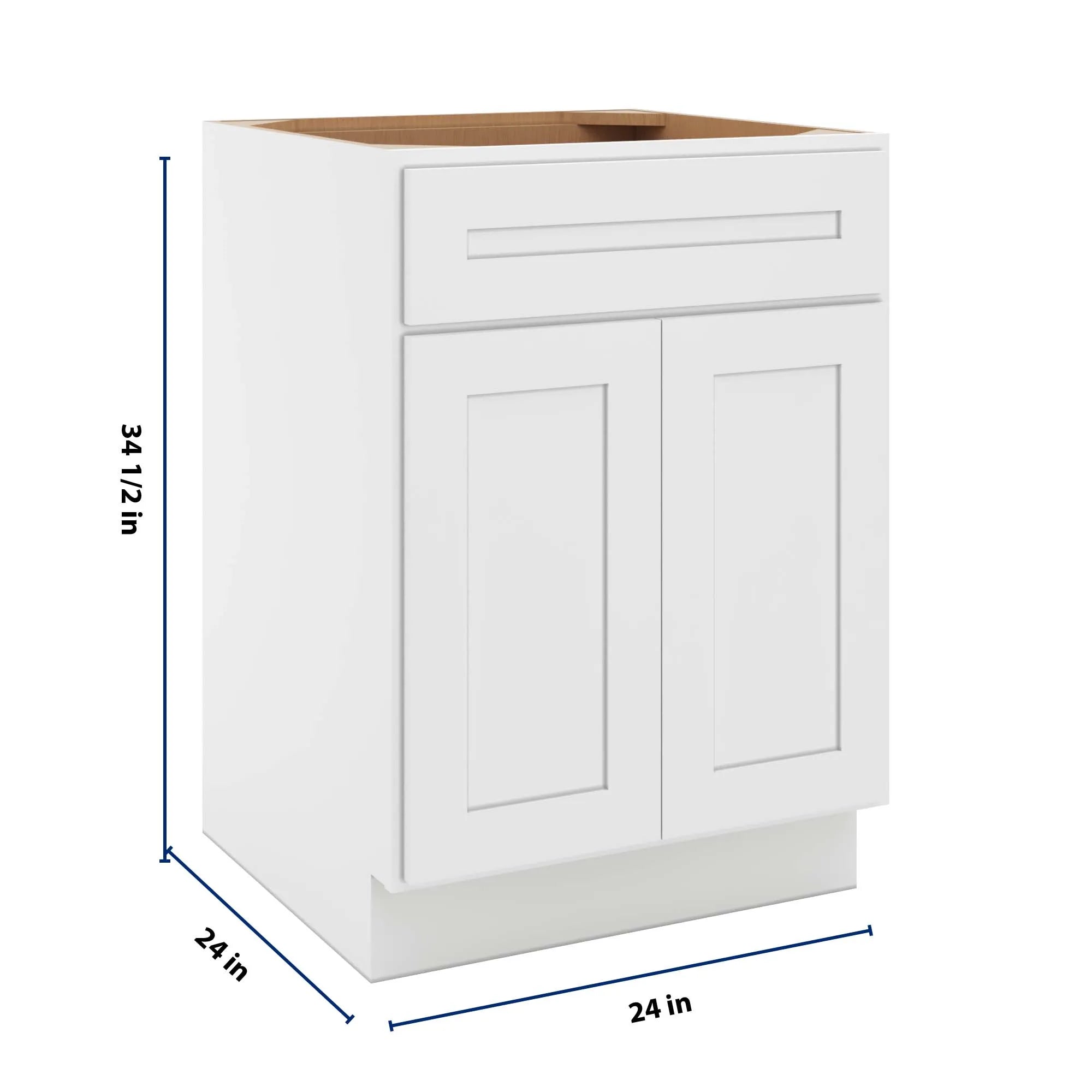 cnc luxor 5 piece white 24 w 1 drawer double door base cabinet w 1 pullout shelf